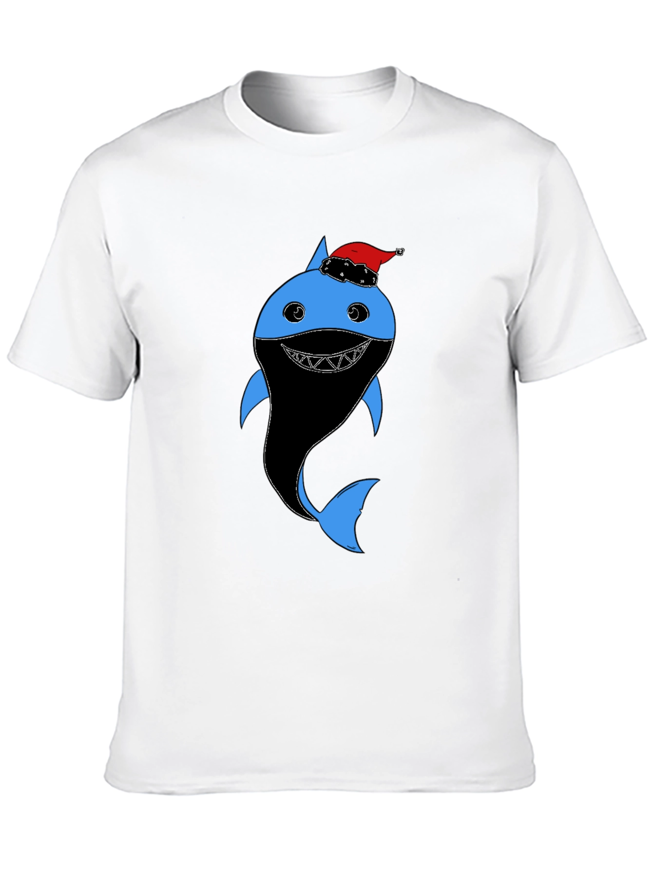 Black Festive Shark Graphic Tee - Holiday Humor view 10