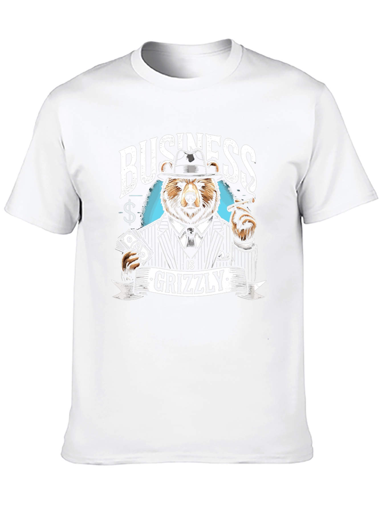 Black Business Grizzly T-Shirt - Cool Bear Design view 10