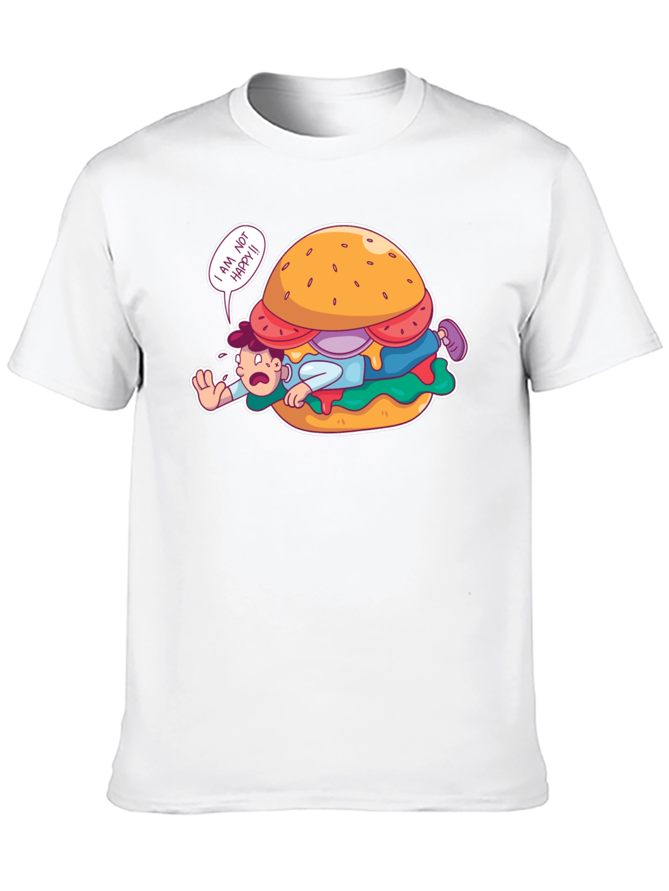 Black Funny 'I Am Not Happy' Burger Graphic T-Shirt view 10