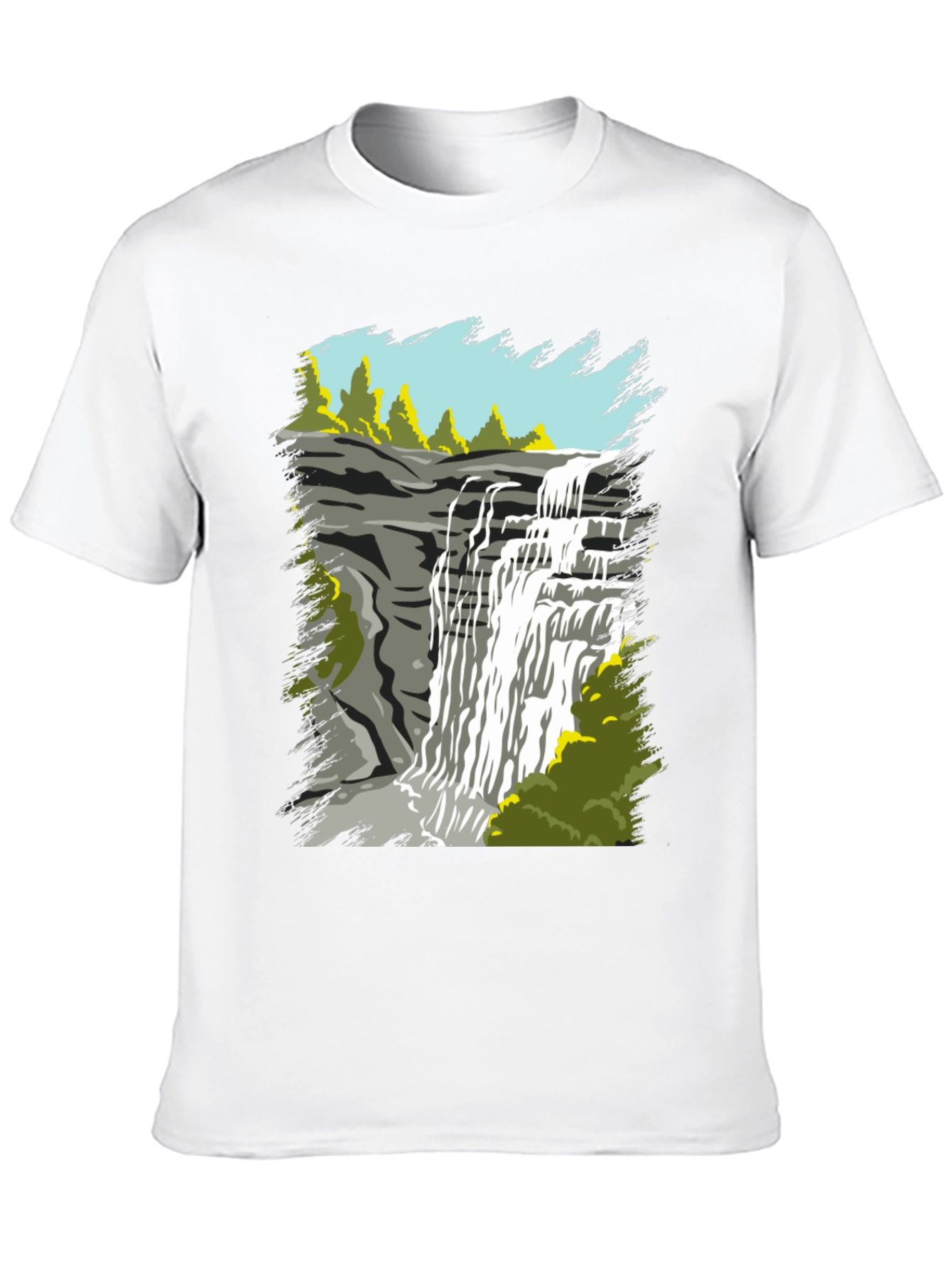 Black Waterfall Graphic Tee - Nature Lover's T-Shirt view 10
