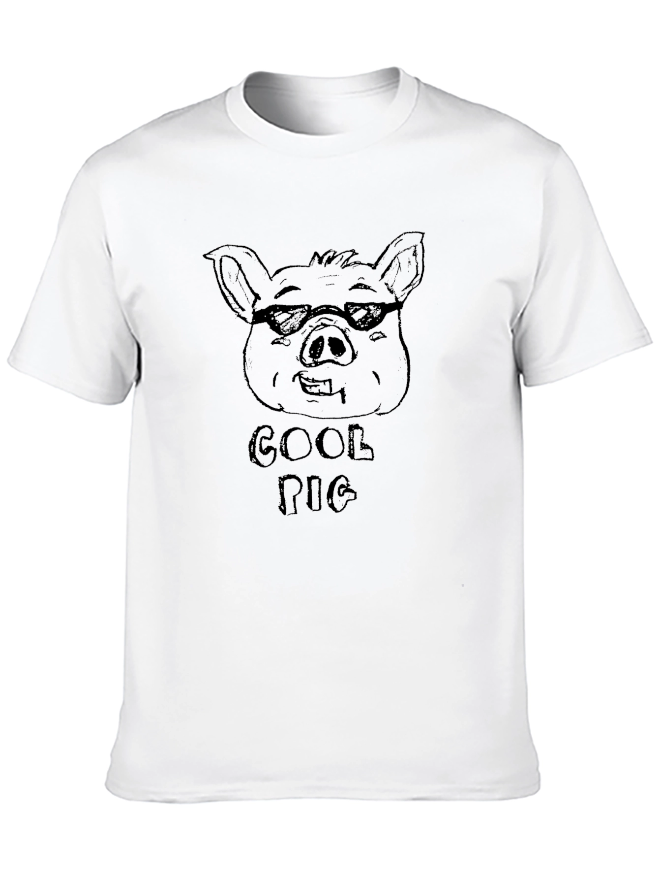 Black Cool Pig Graphic T-Shirt - Black Cotton Tee view 10