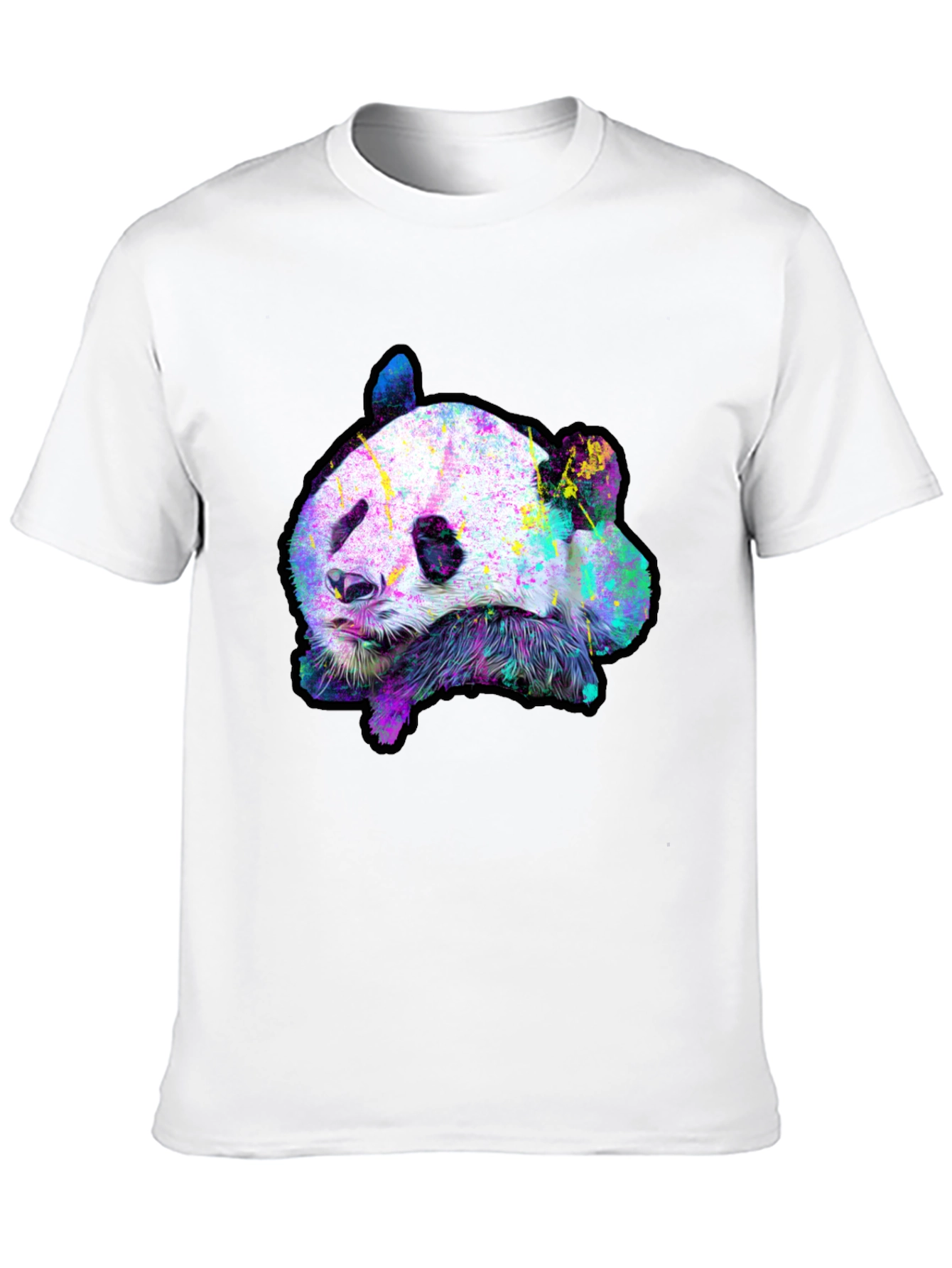 Black Abstract Panda Graphic Tee - Men's Black T-Shirt view 10