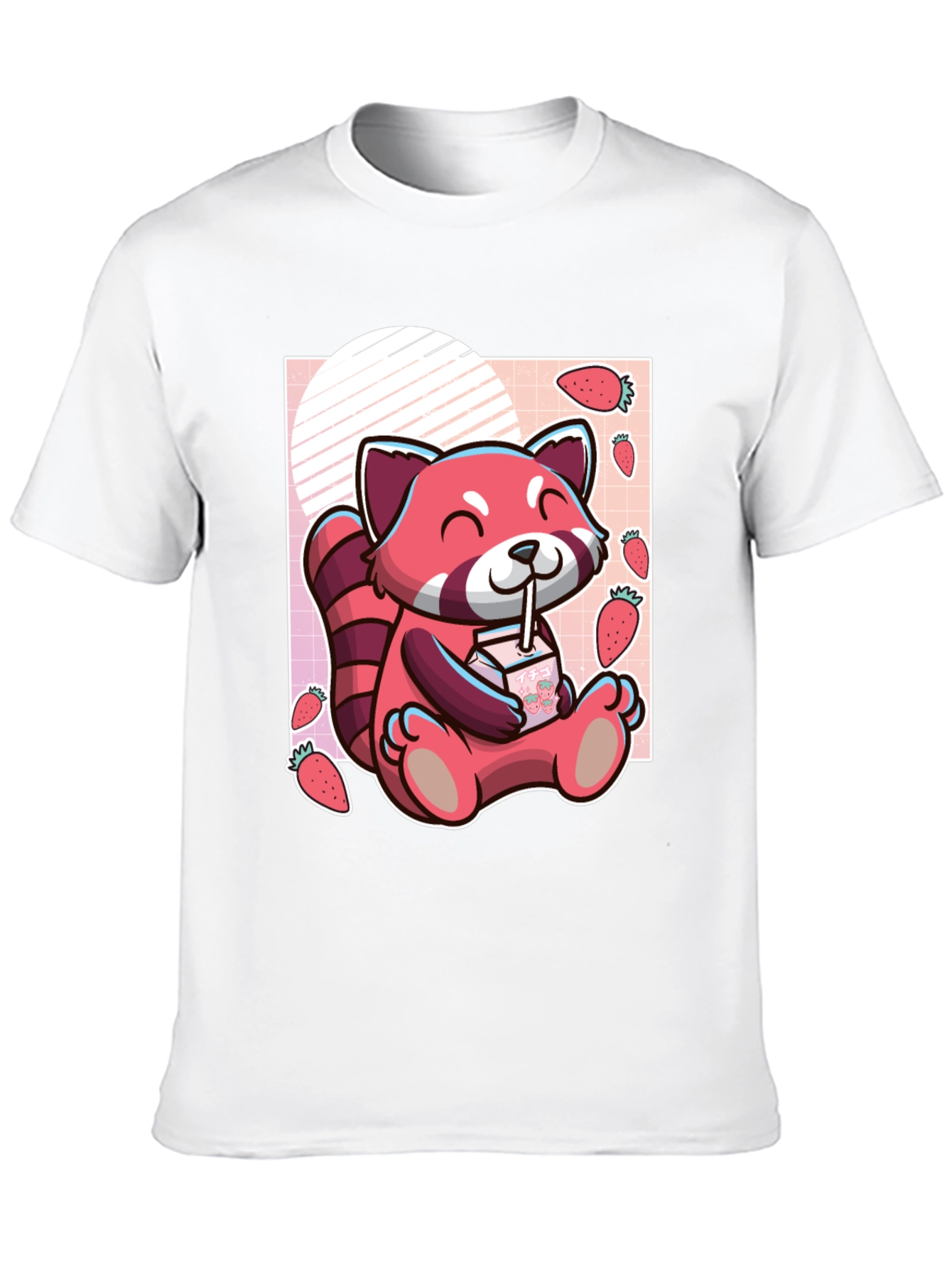 Black Red Panda Strawberry Milk T-Shirt view 10