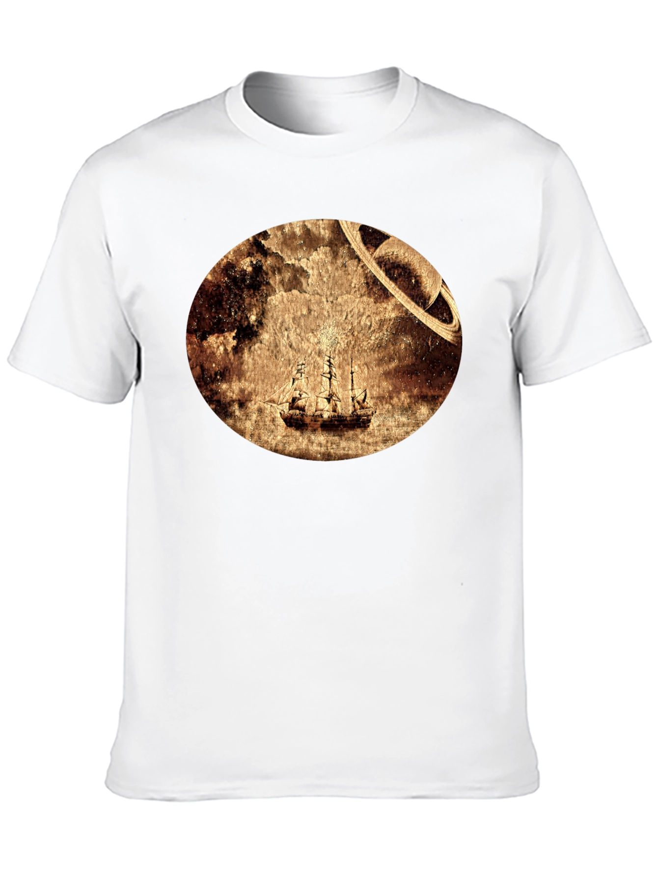 Black Vintage Space Sailboat T-Shirt - Unique Graphic Tee view 10