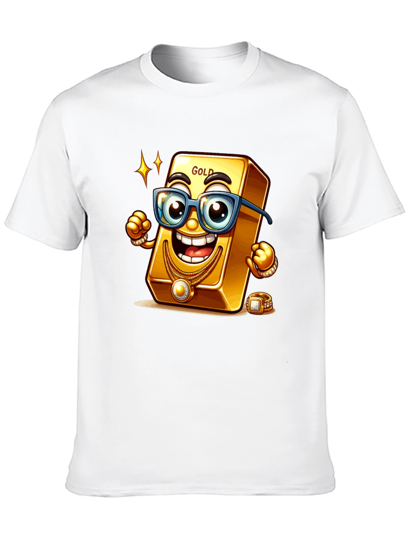 Black Funny Gold Bar Cartoon Graphic Tee view 10