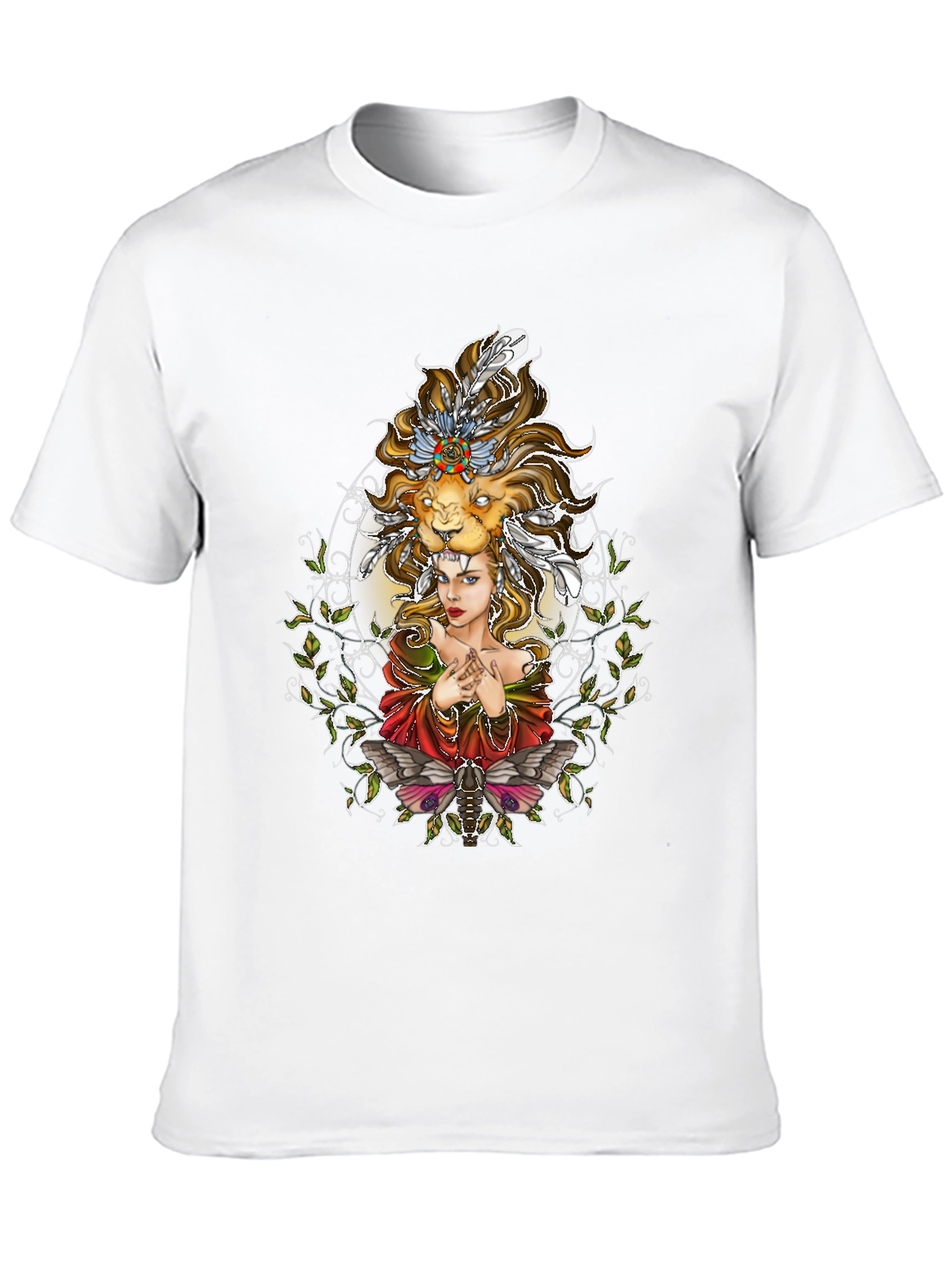 Black Lion Headdress Graphic Print Tee - Unique Design view 10