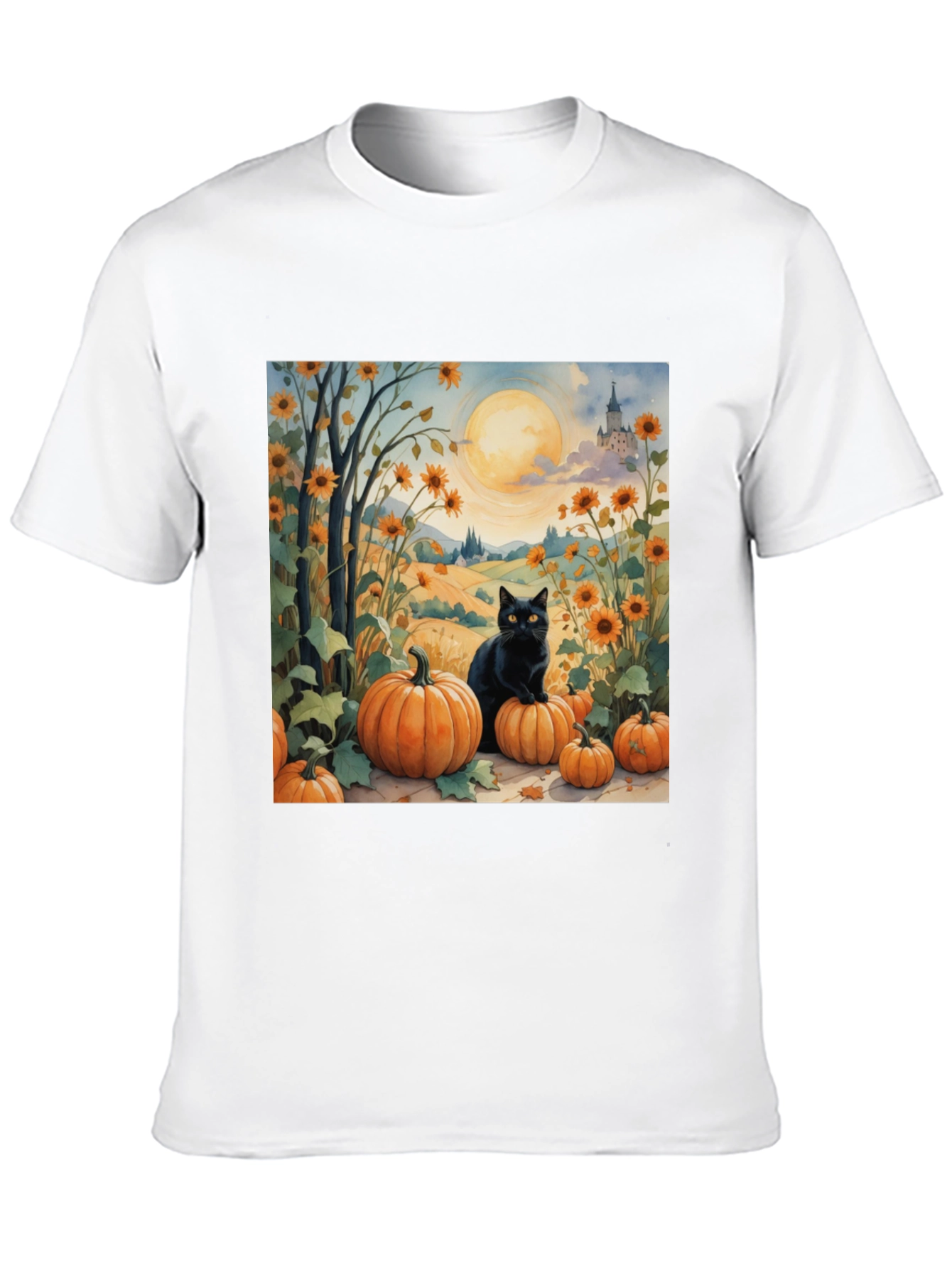 Black Halloween Black Cat Pumpkin Patch T-Shirt view 10