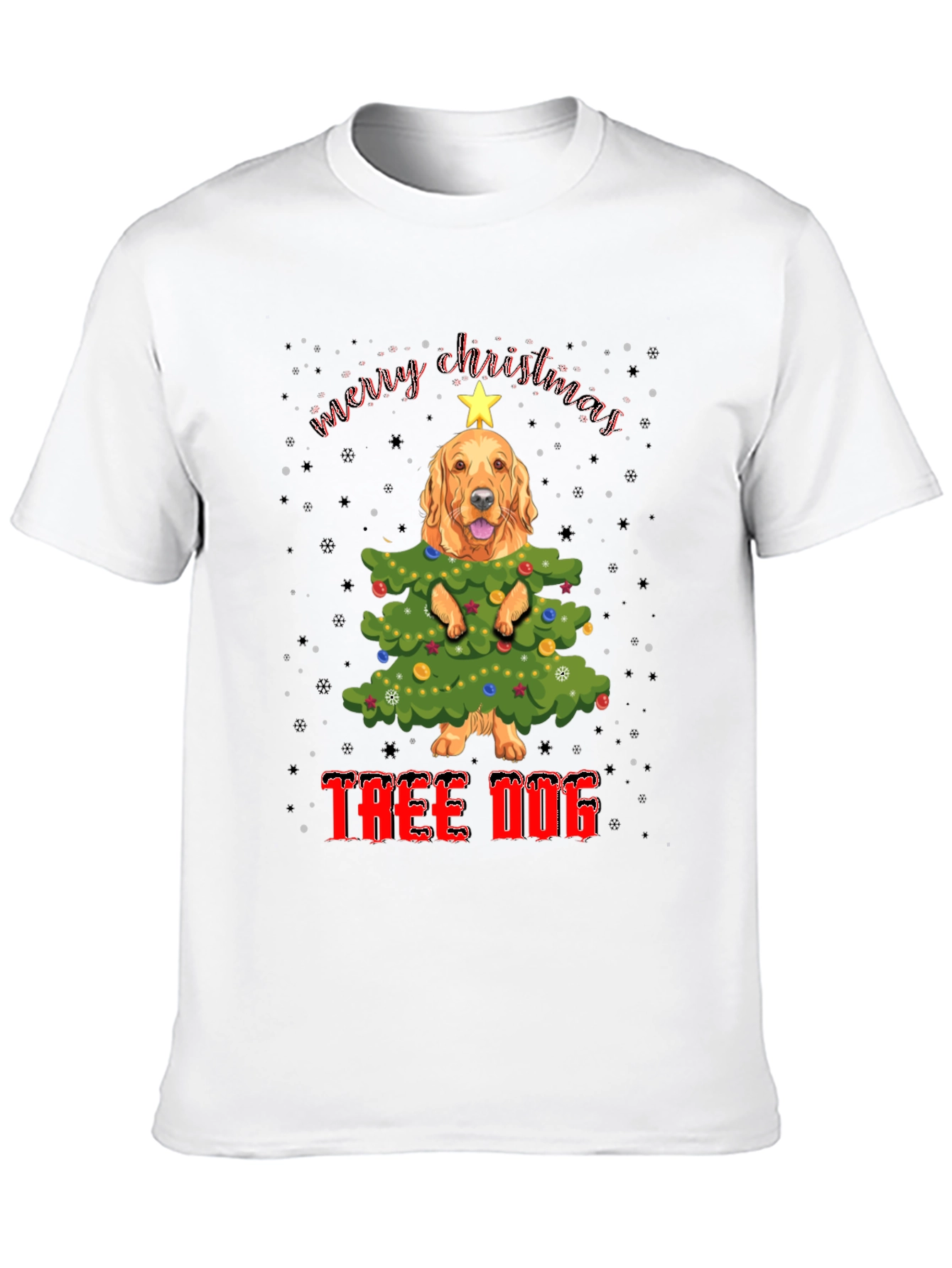 Black Funny Dog Christmas Tree T-Shirt view 10