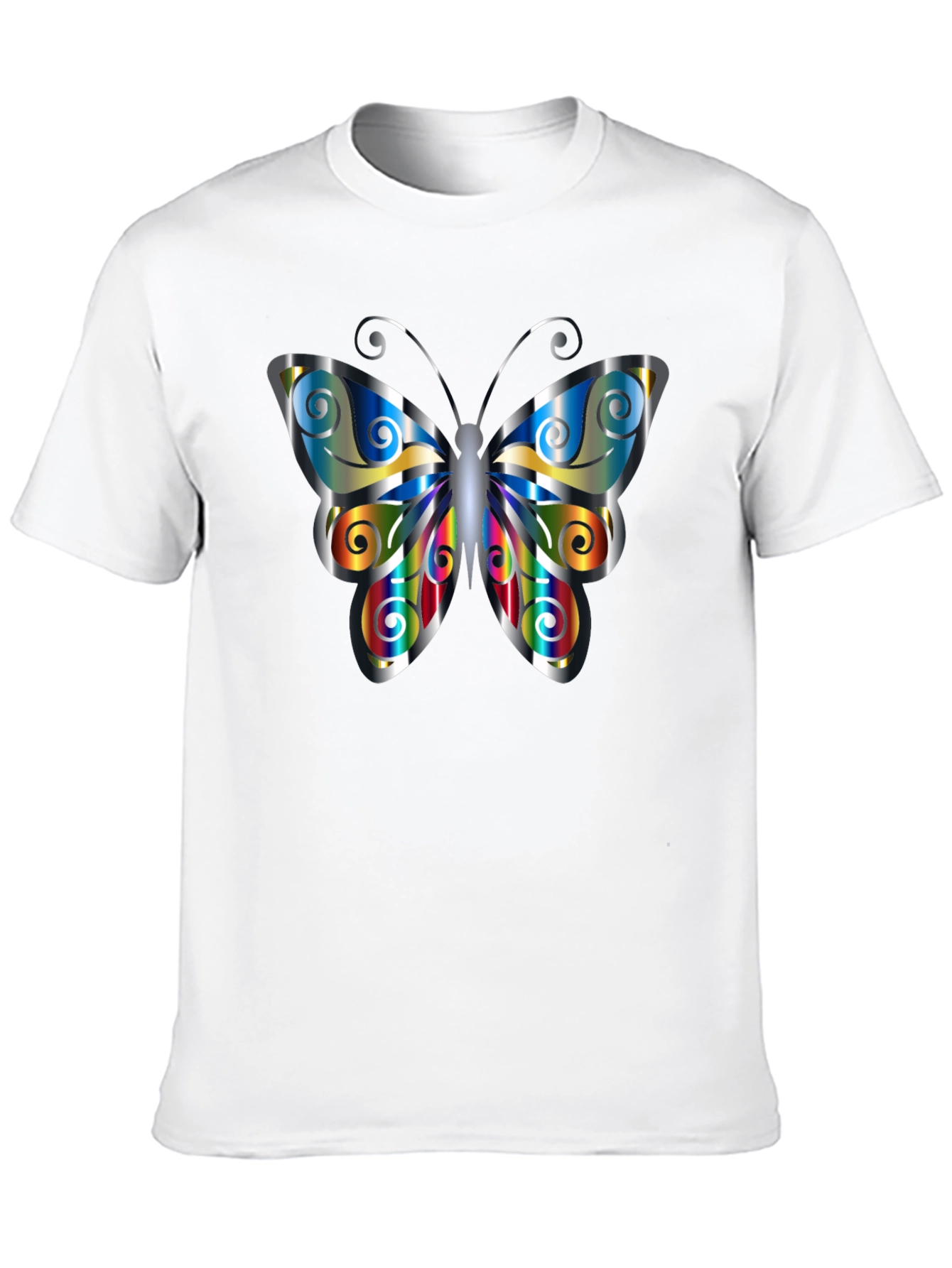 Black Butterfly Graphic Print Men's Black T-Shirt view 10