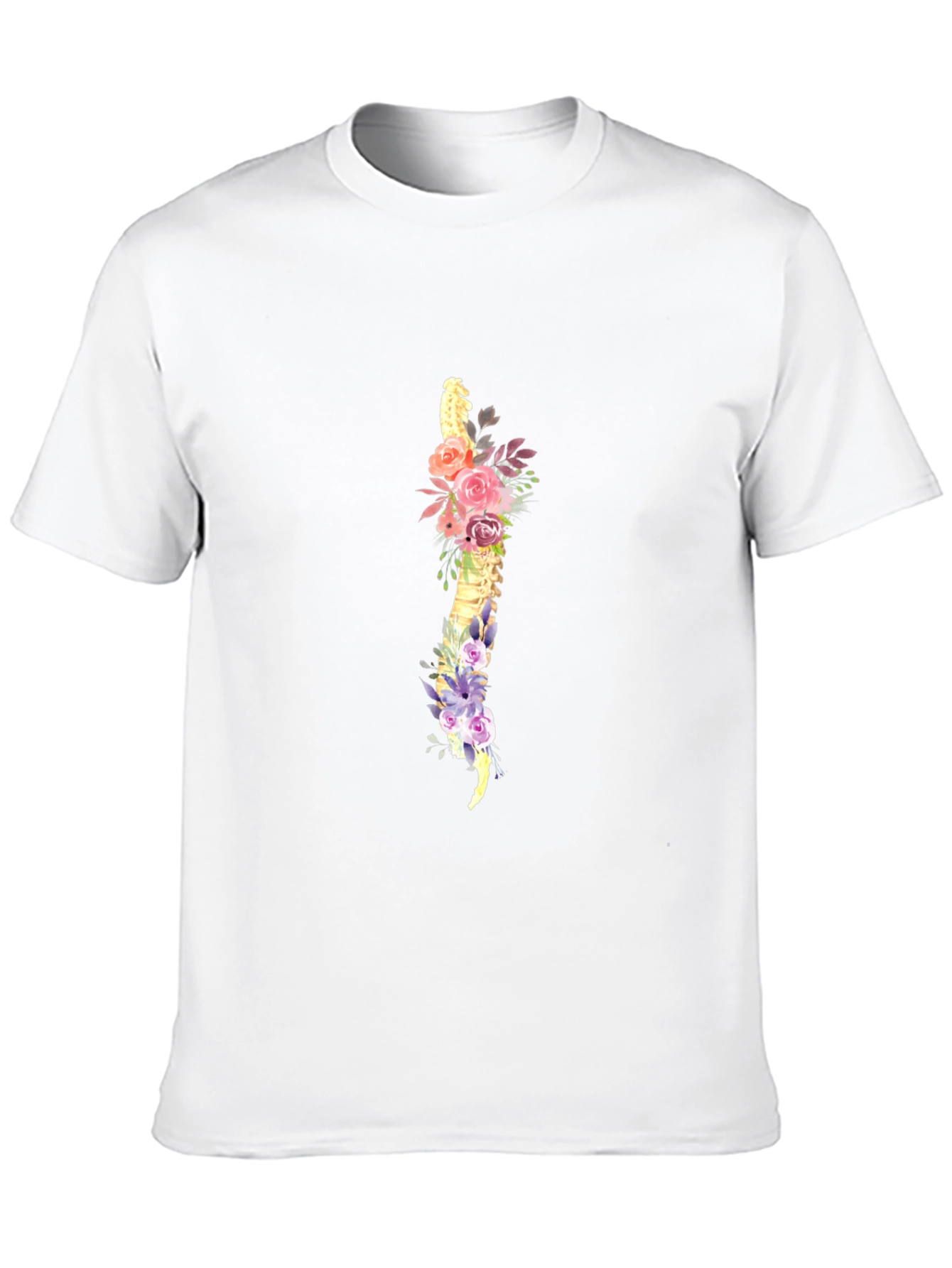 Black Floral Spine Graphic Tee - Black Cotton T-Shirt view 10