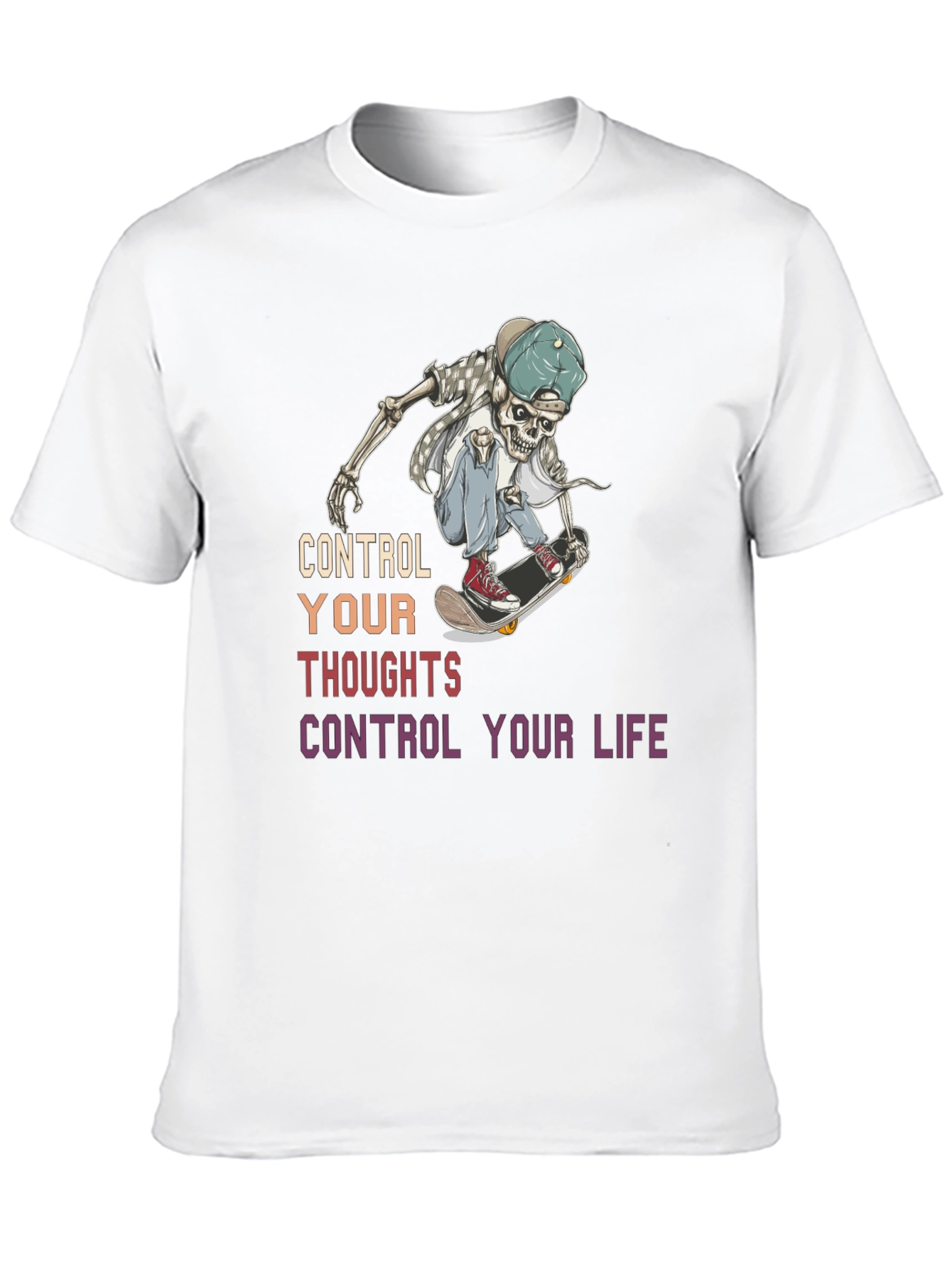 Black Skateboarding Skeleton Graphic T-Shirt view 10