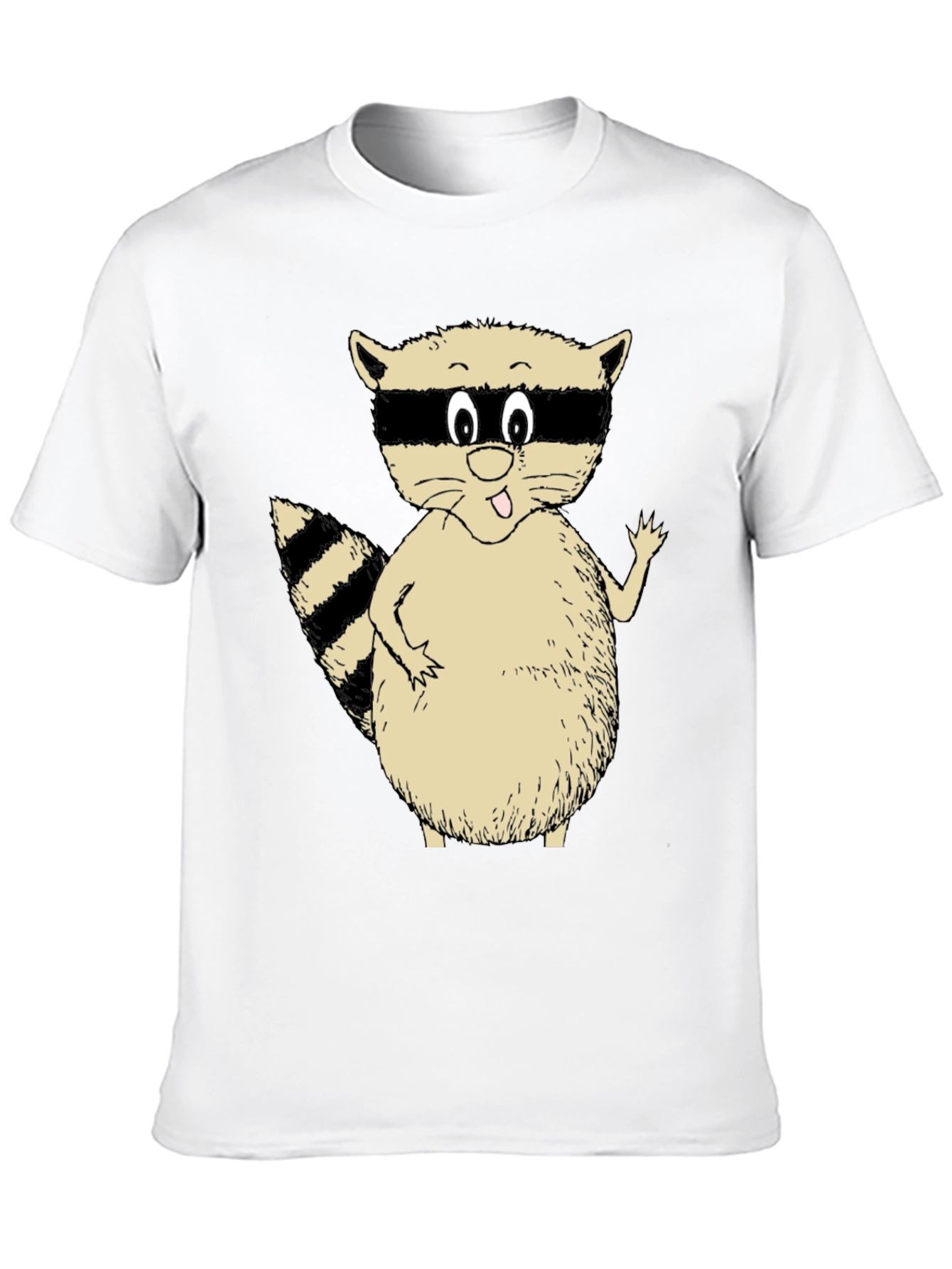 Black Cute Raccoon Graphic T-Shirt - Black Casual Tee view 10