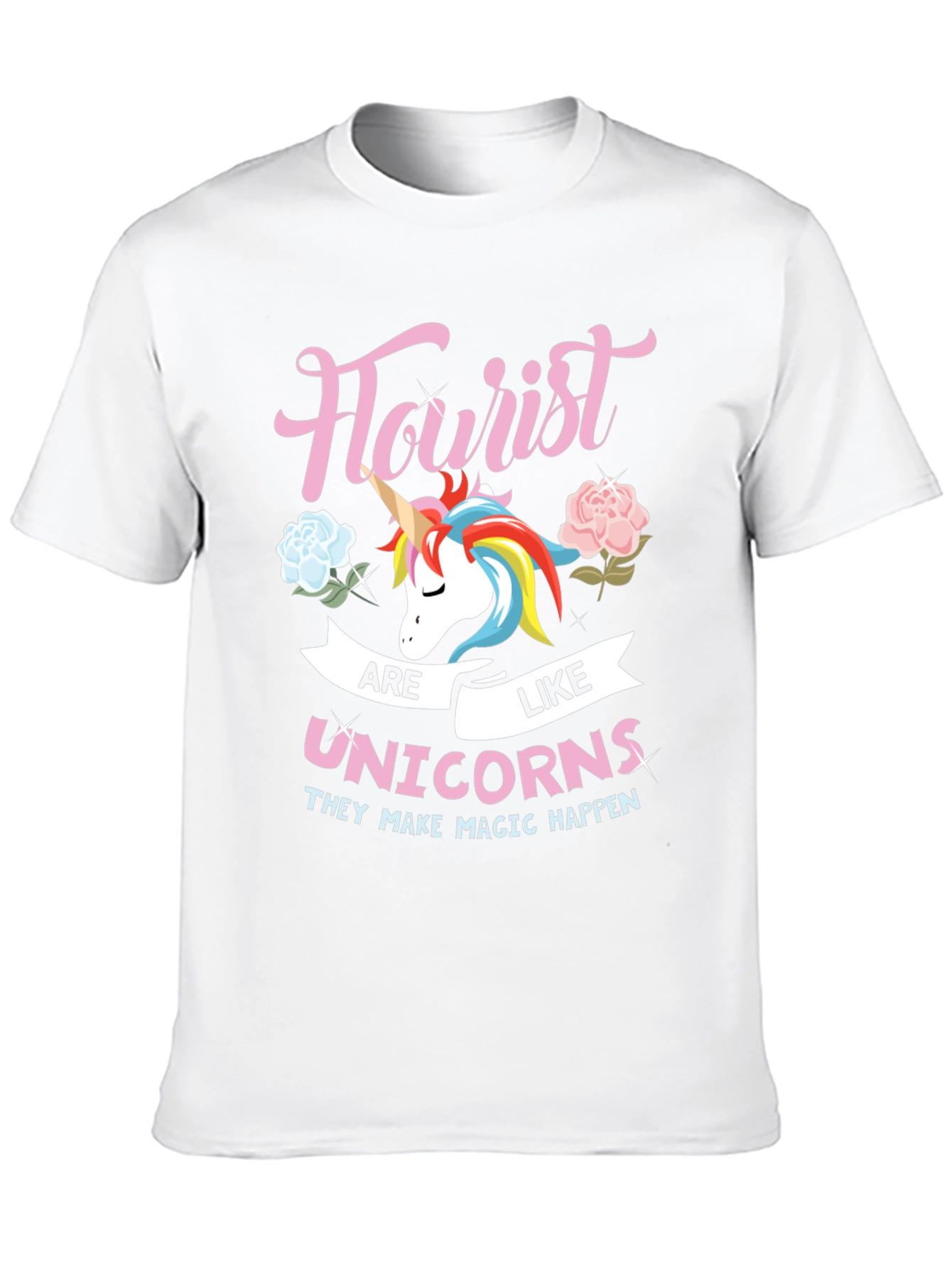 Black Florist Unicorn Graphic T-Shirt - Magical Flower Design view 10