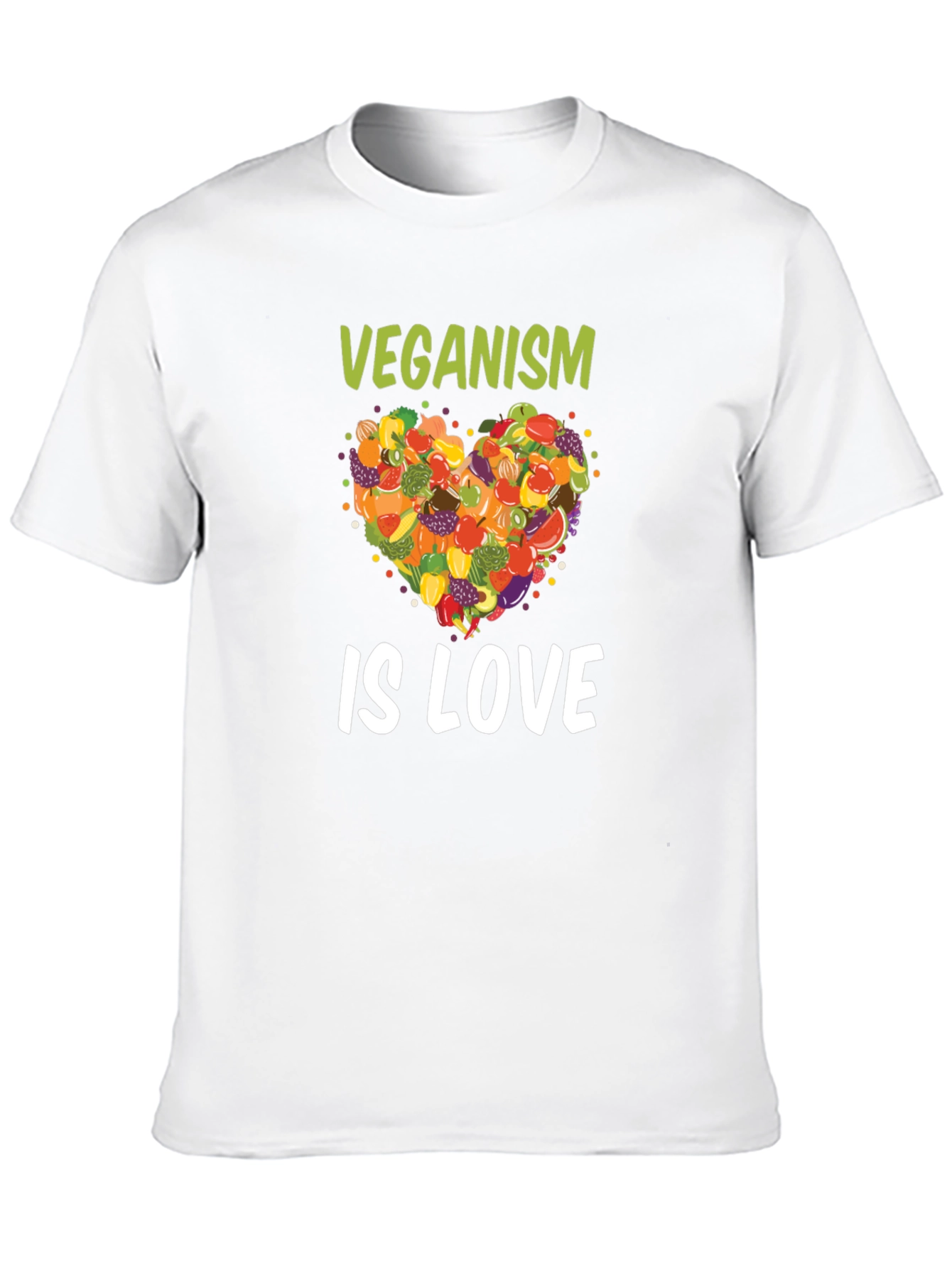 Black Veganism Is Love T-Shirt Fruit Heart Tee view 10