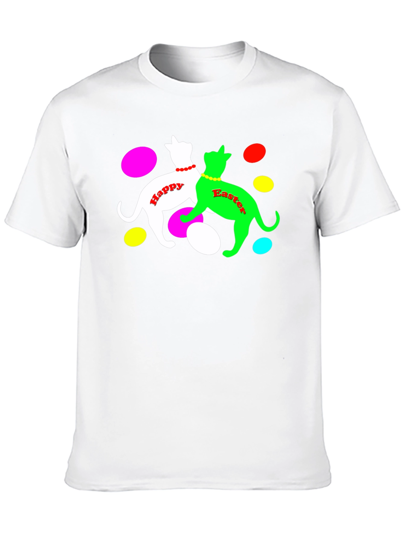Camiseta Negra Gatos Pascua Feliz