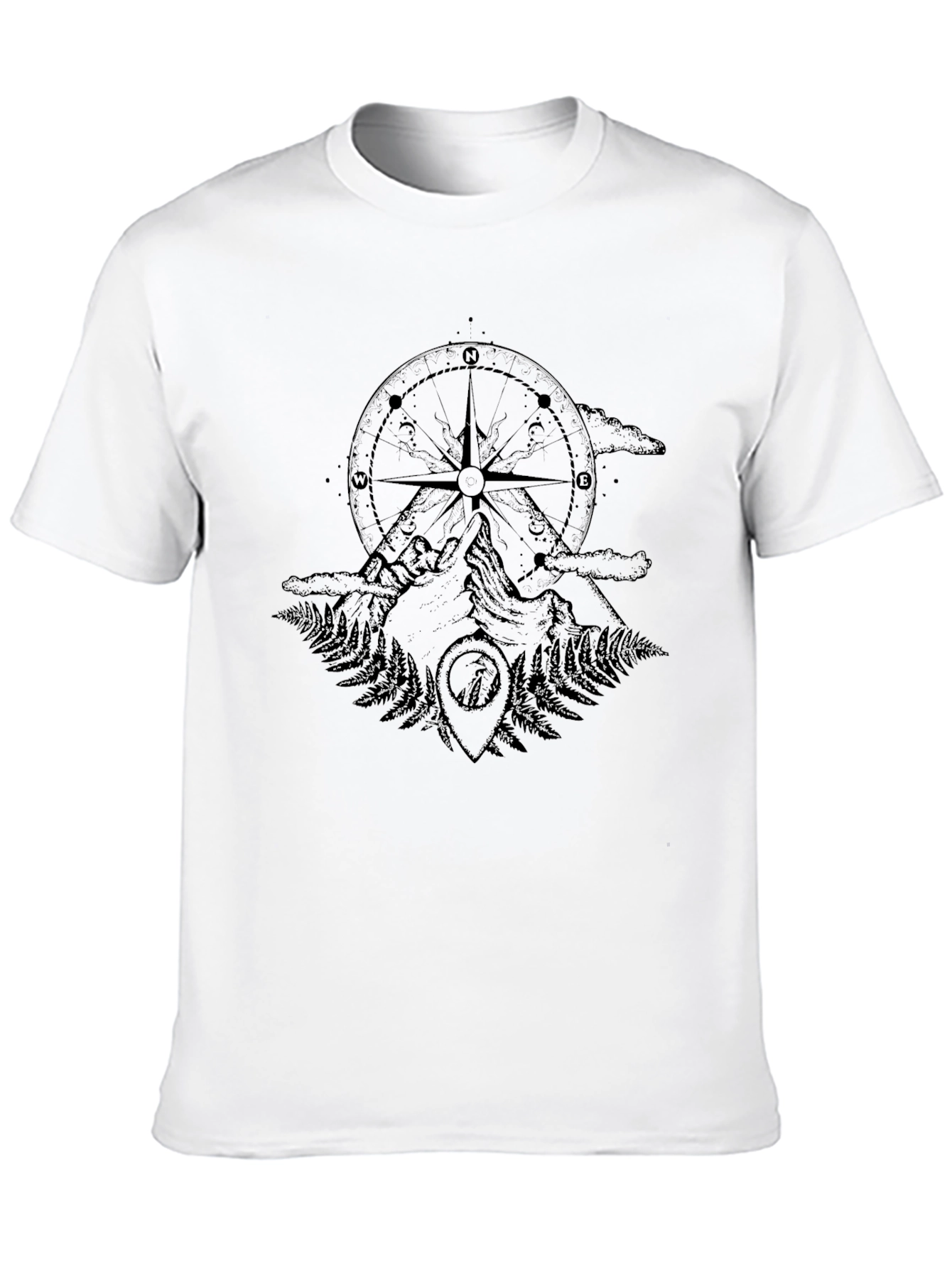 Black Compass & Mountain Graphic Black T-Shirt view 10