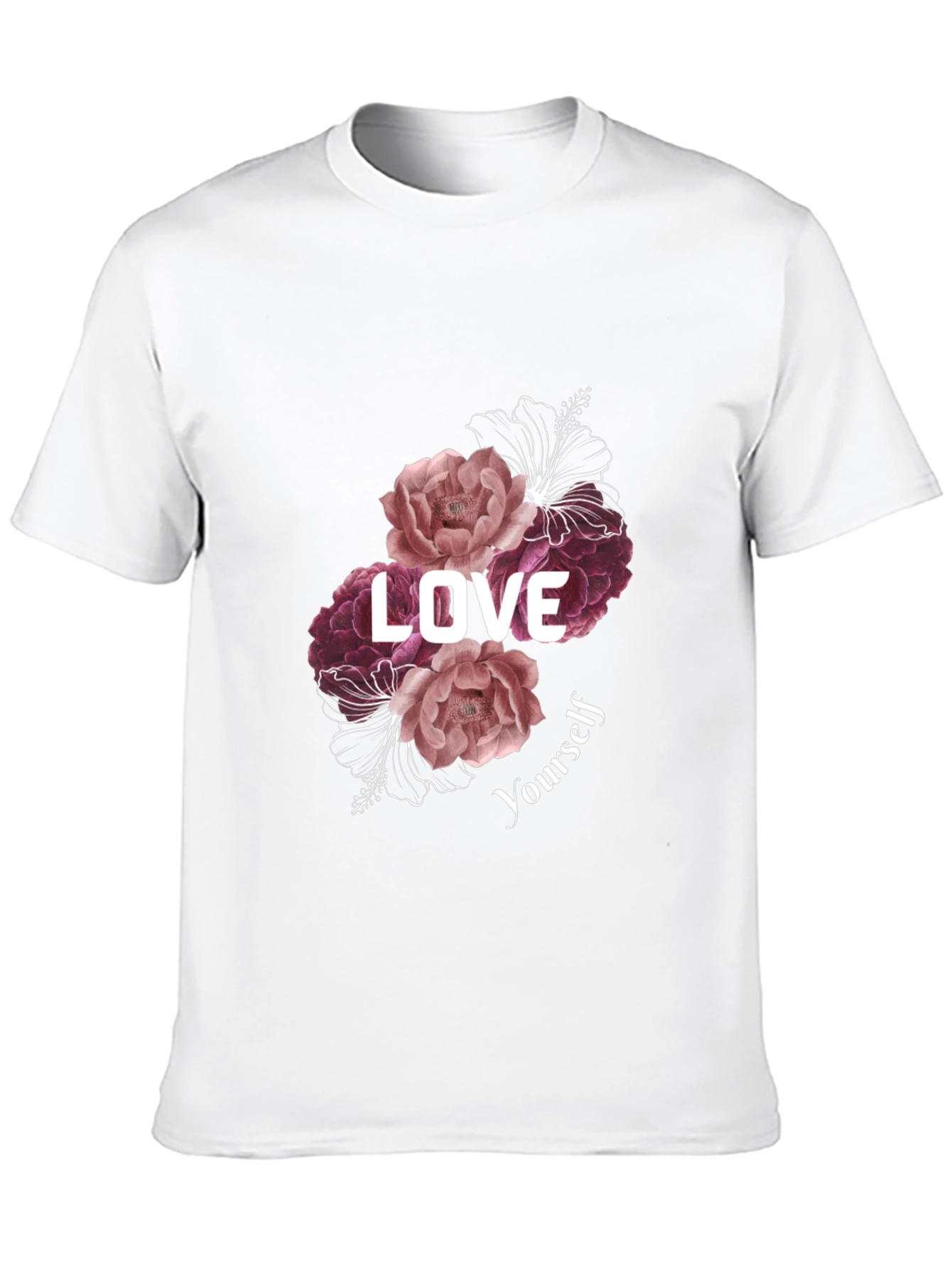 Black Love Yourself Floral Graphic Tee - Black view 10