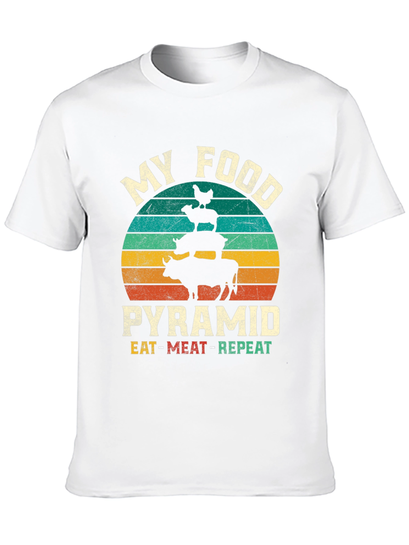 Black My Food Pyramid T-Shirt - Eat Meat Repeat view 10