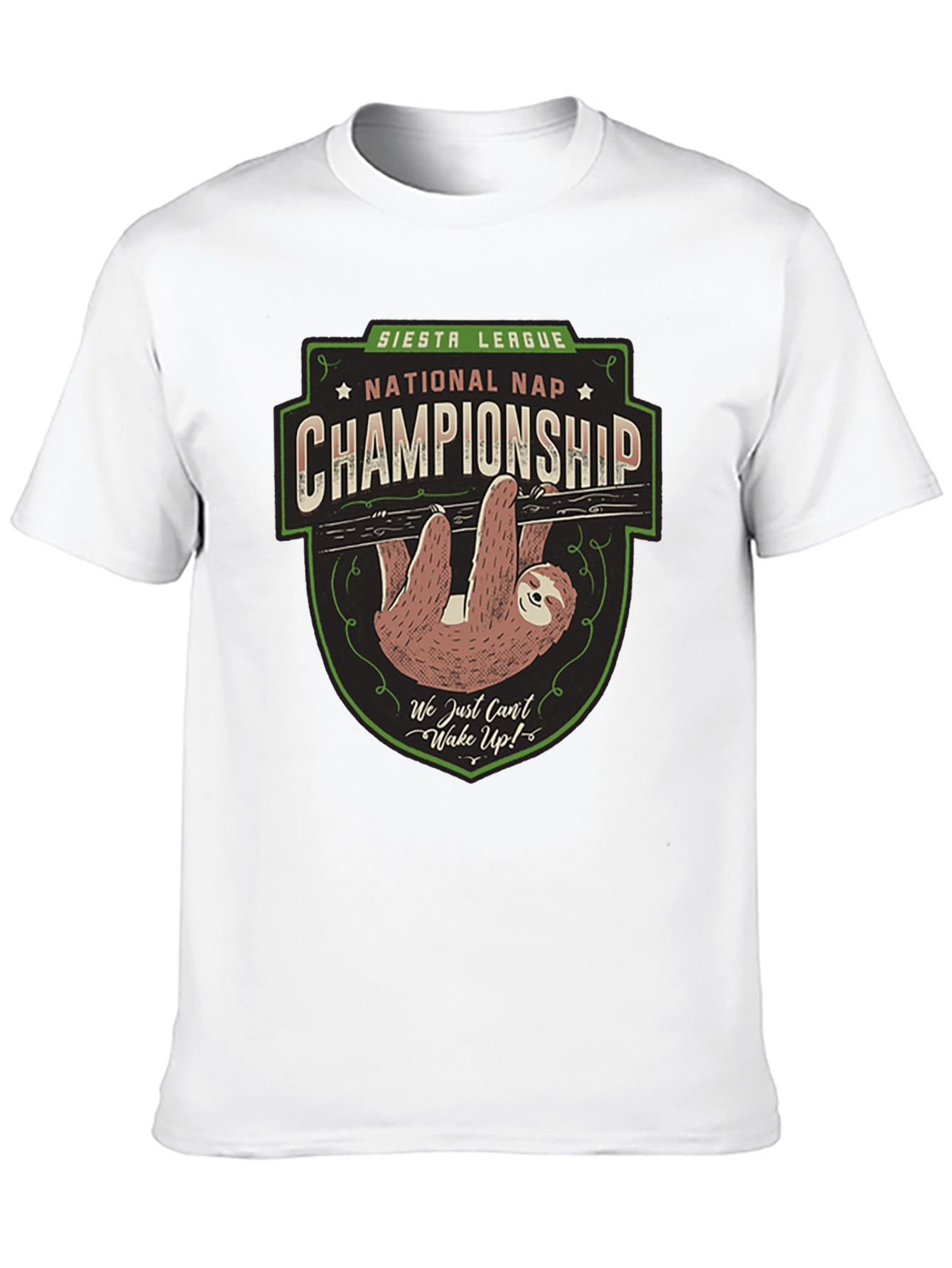 Black Siesta League National Nap Championship Sloth T-Shirt view 10