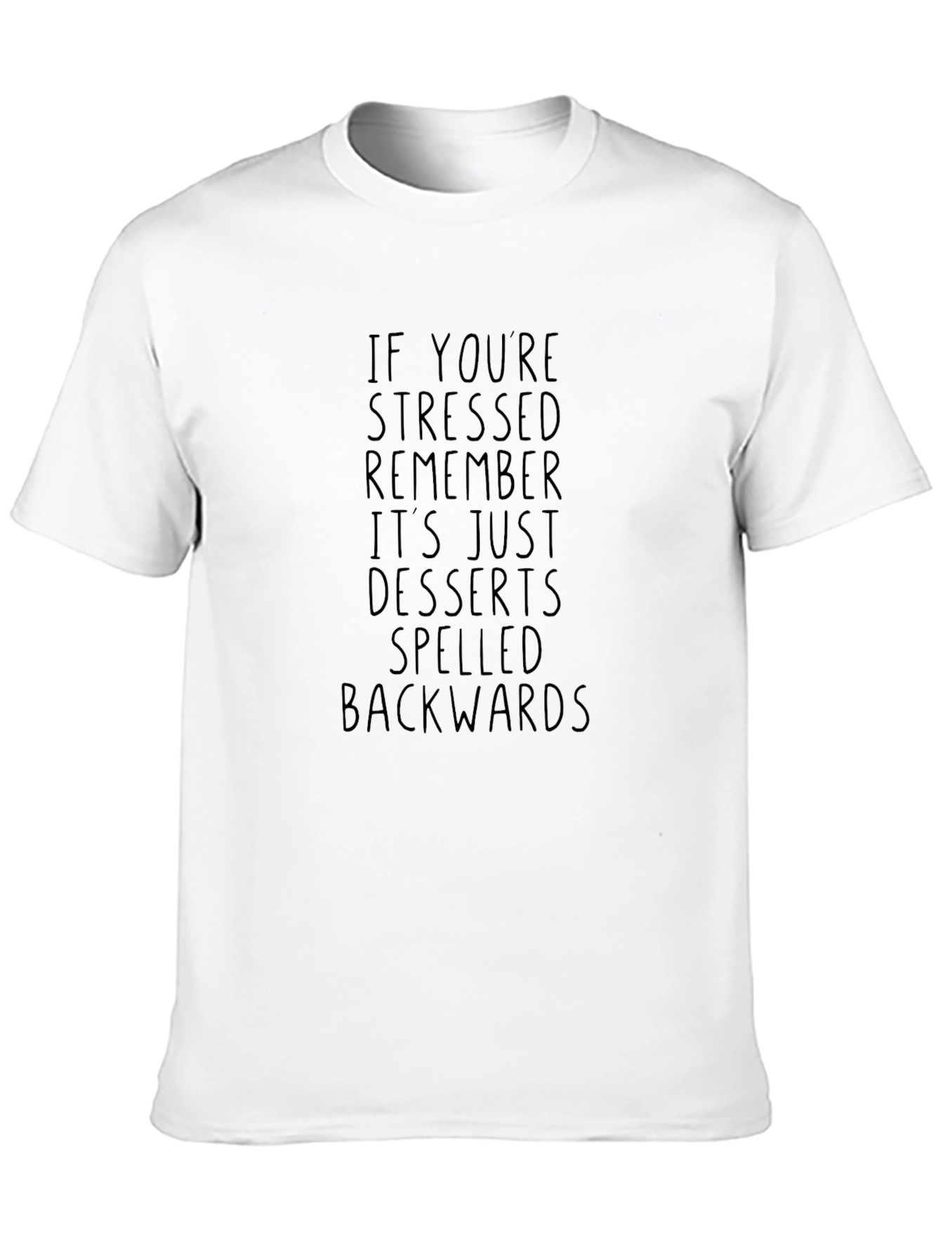 Black Stressed Desserts Backwards T-Shirt view 10