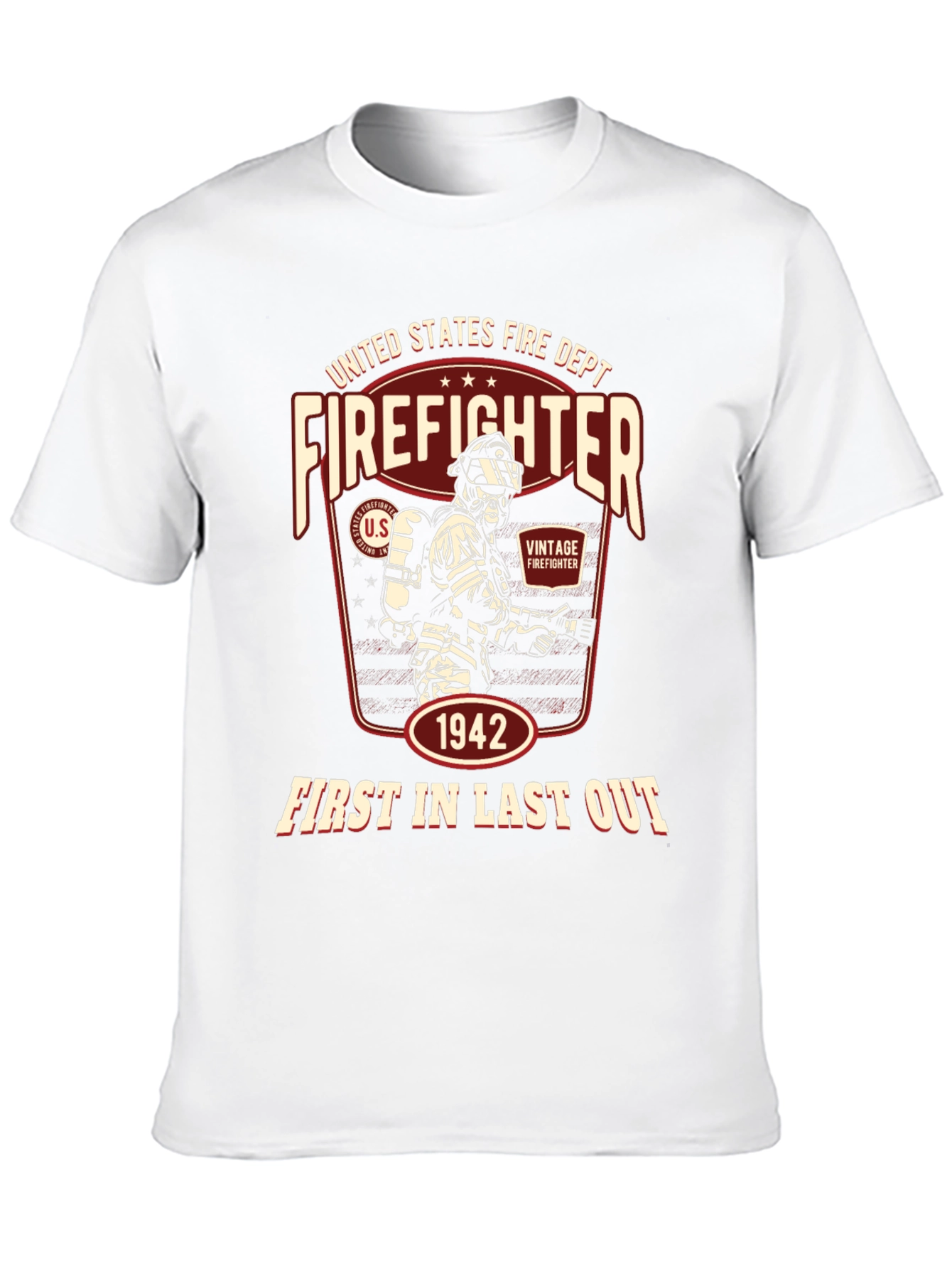Black Vintage Firefighter T-Shirt - United States Fire Dept. 1942 view 10