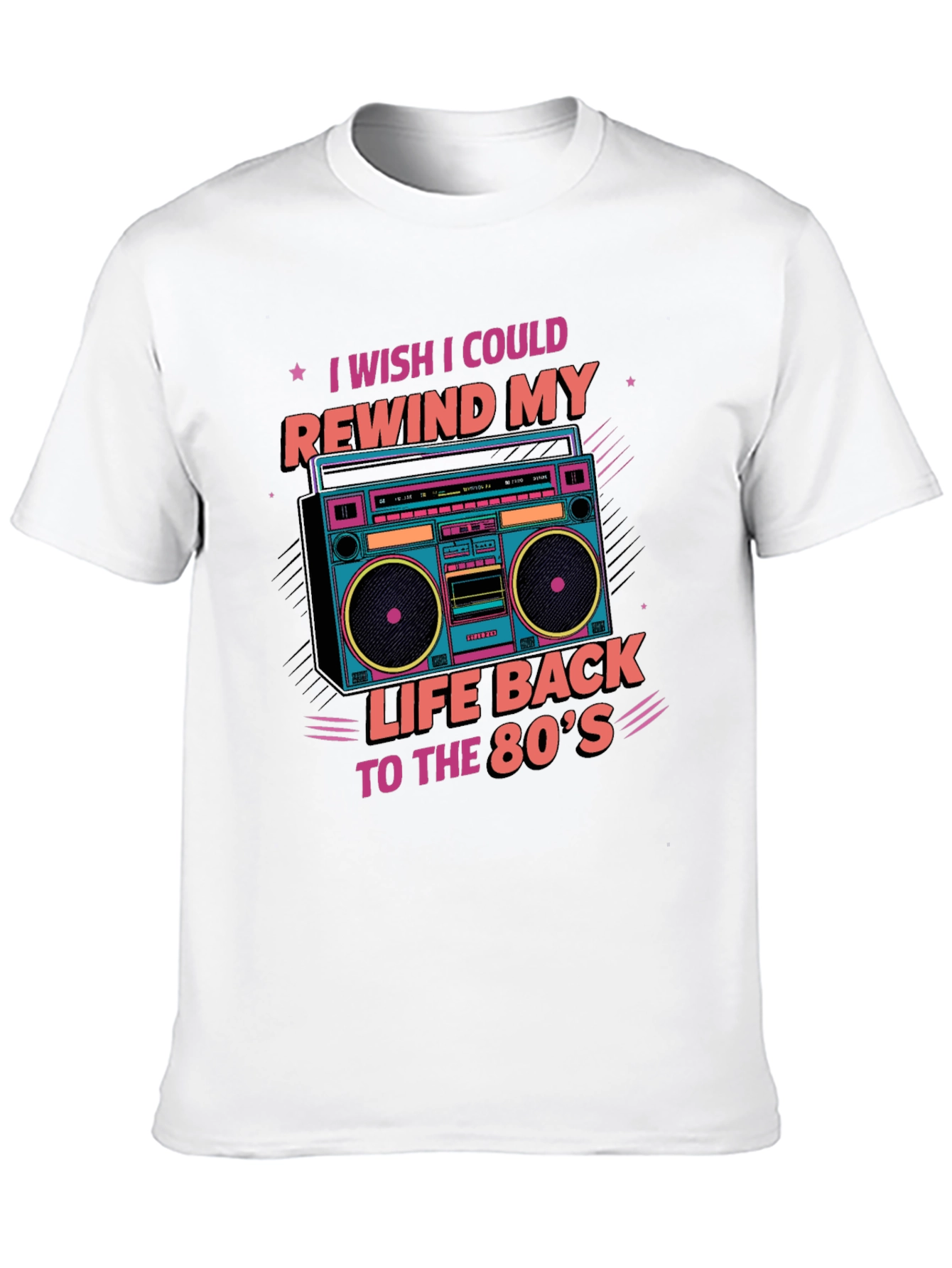 Black Rewind to the 80's Retro Boombox T-Shirt view 10