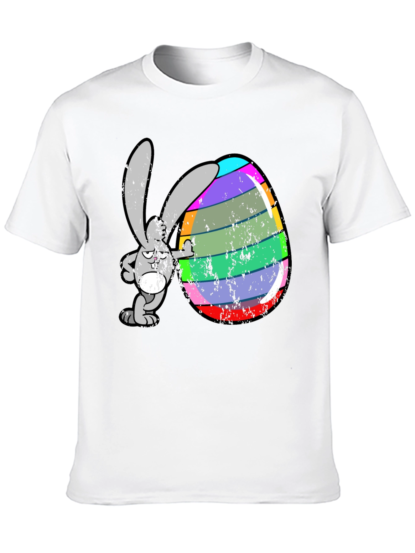 Black Easter Bunny Egg Graphic Tee - Funny Cartoon Rabbit Shirt view 10