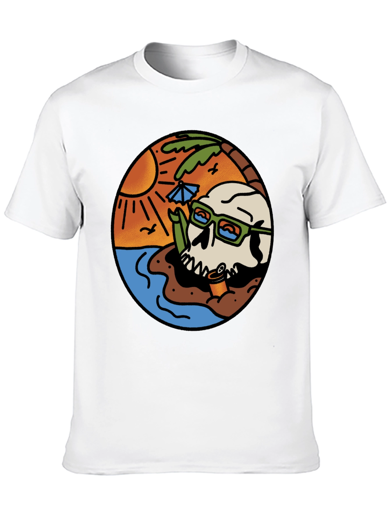 Black Beach Skull Graphic Tee - Cool Summer Vibes view 10
