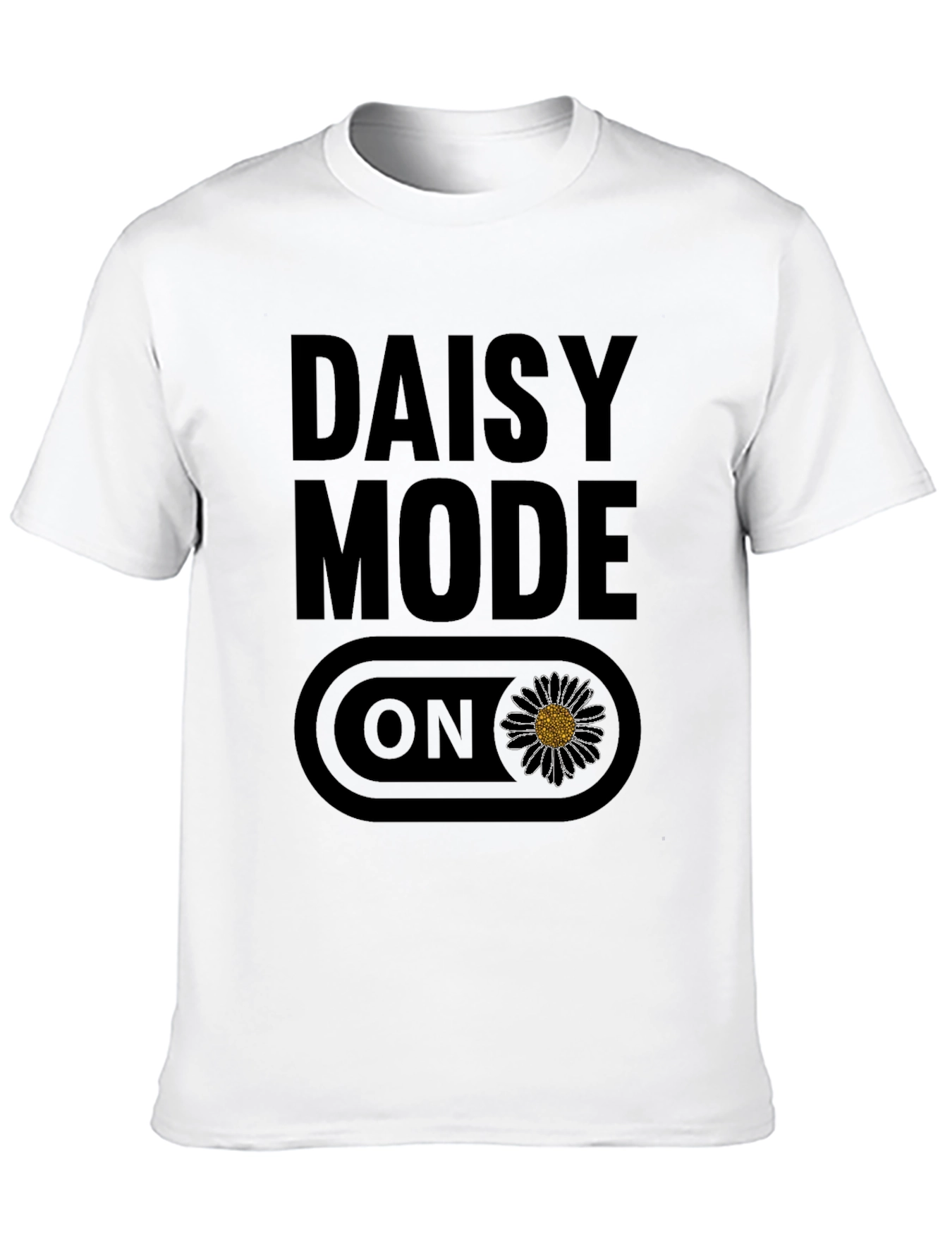 Black Daisy Mode ON Graphic T-Shirt - Black Casual Tee view 10
