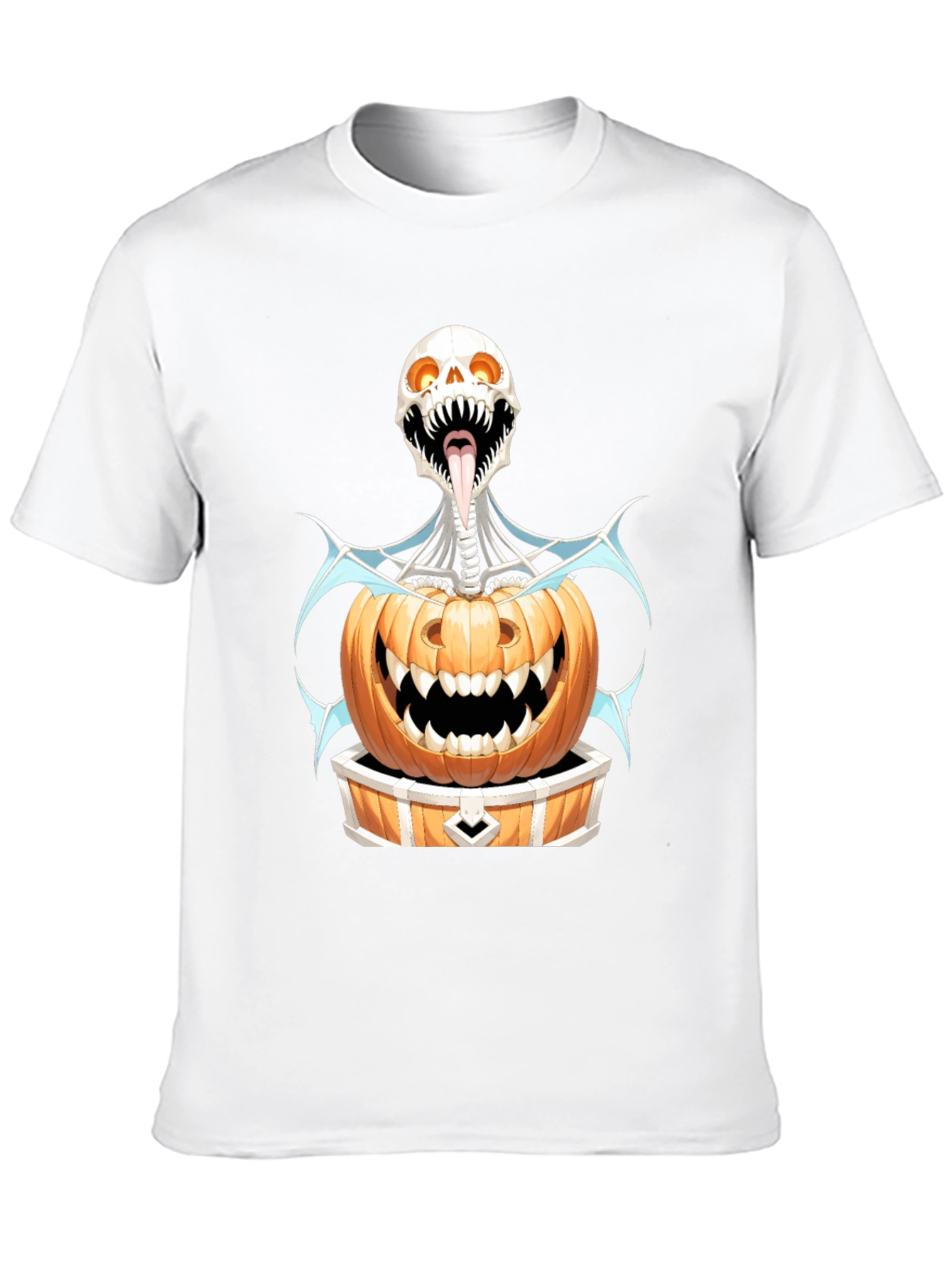 Black Halloween Skeleton Pumpkin Graphic Tee view 10