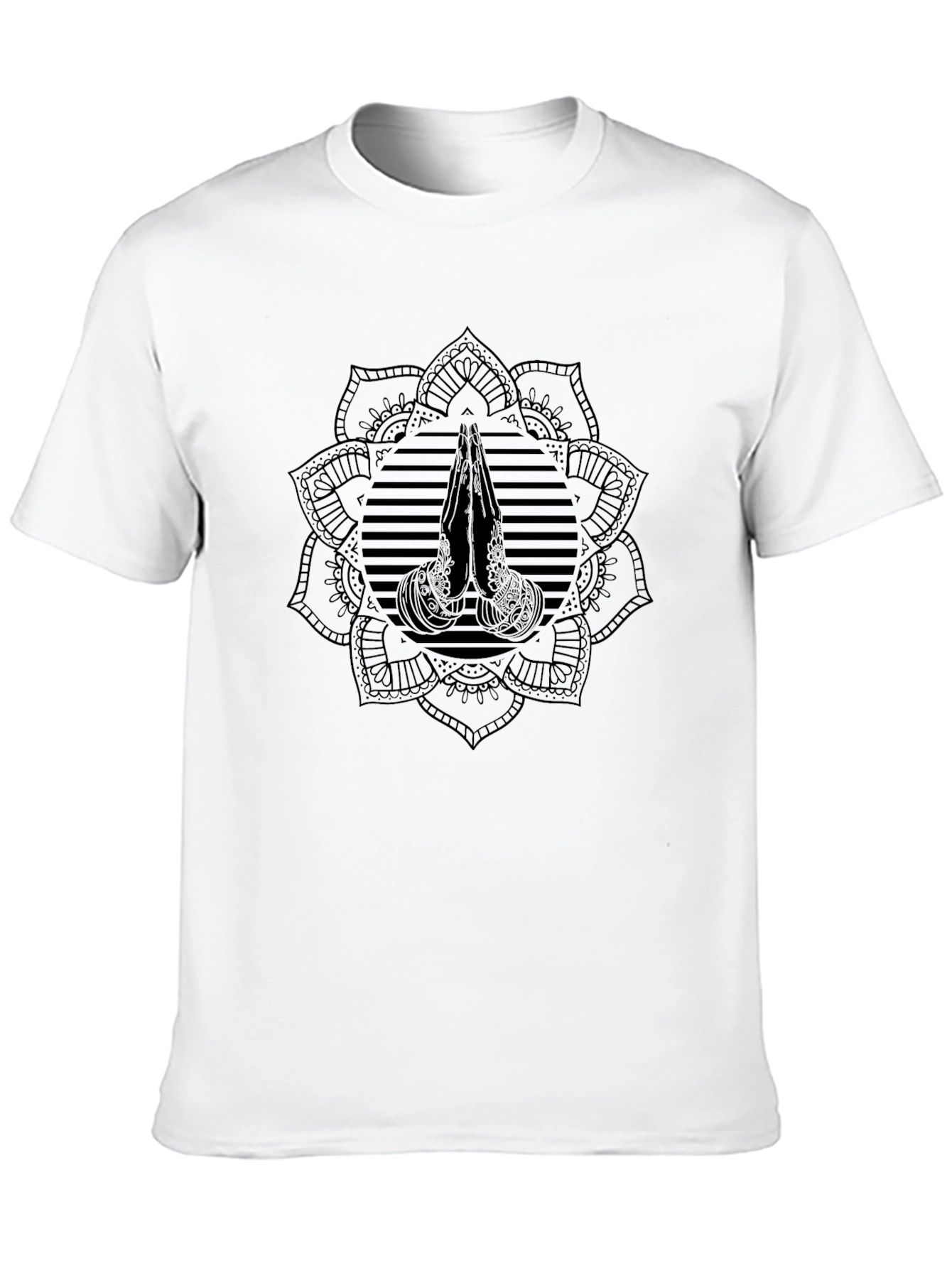 Black Black Mandala Hands T-Shirt - Stylish Graphic Tee view 10