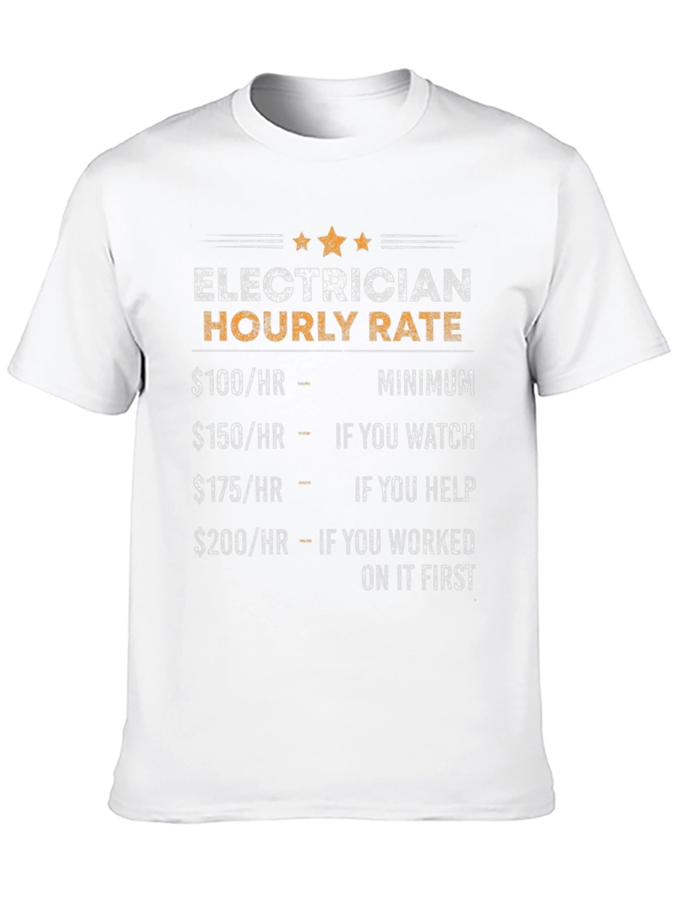 Black Electrician Hourly Rate Humor T-Shirt view 10