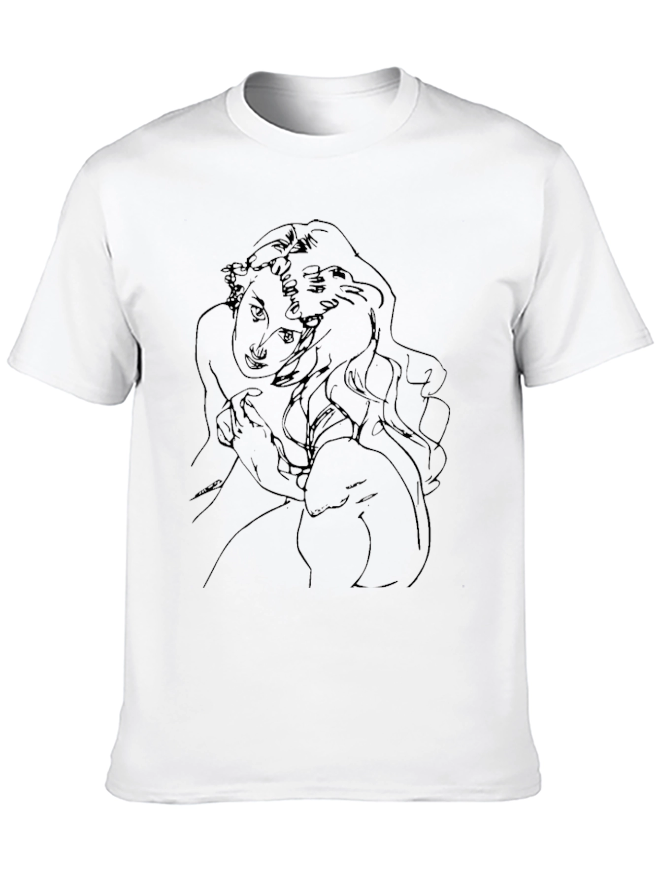 Black Minimalist Line Art Graphic T-Shirt view 10