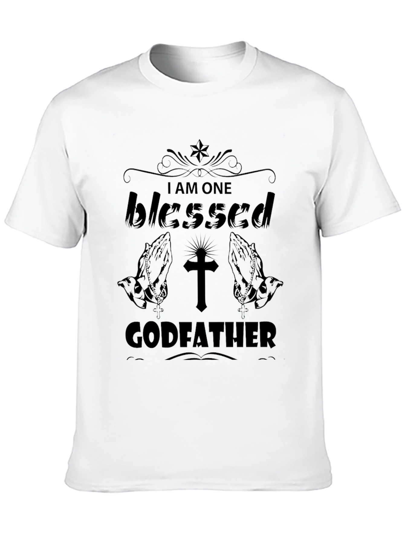 Black Blessed Godfather T-Shirt - Religious Gift view 10