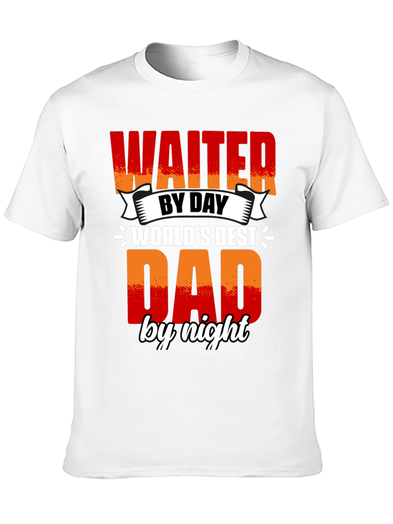 Black Waiter Dad T-Shirt - World's Best Dad view 10
