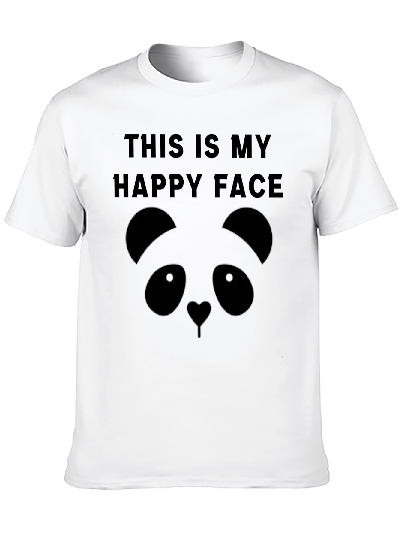 Black Happy Face Panda Graphic Tee - Black Casual Comfort view 10