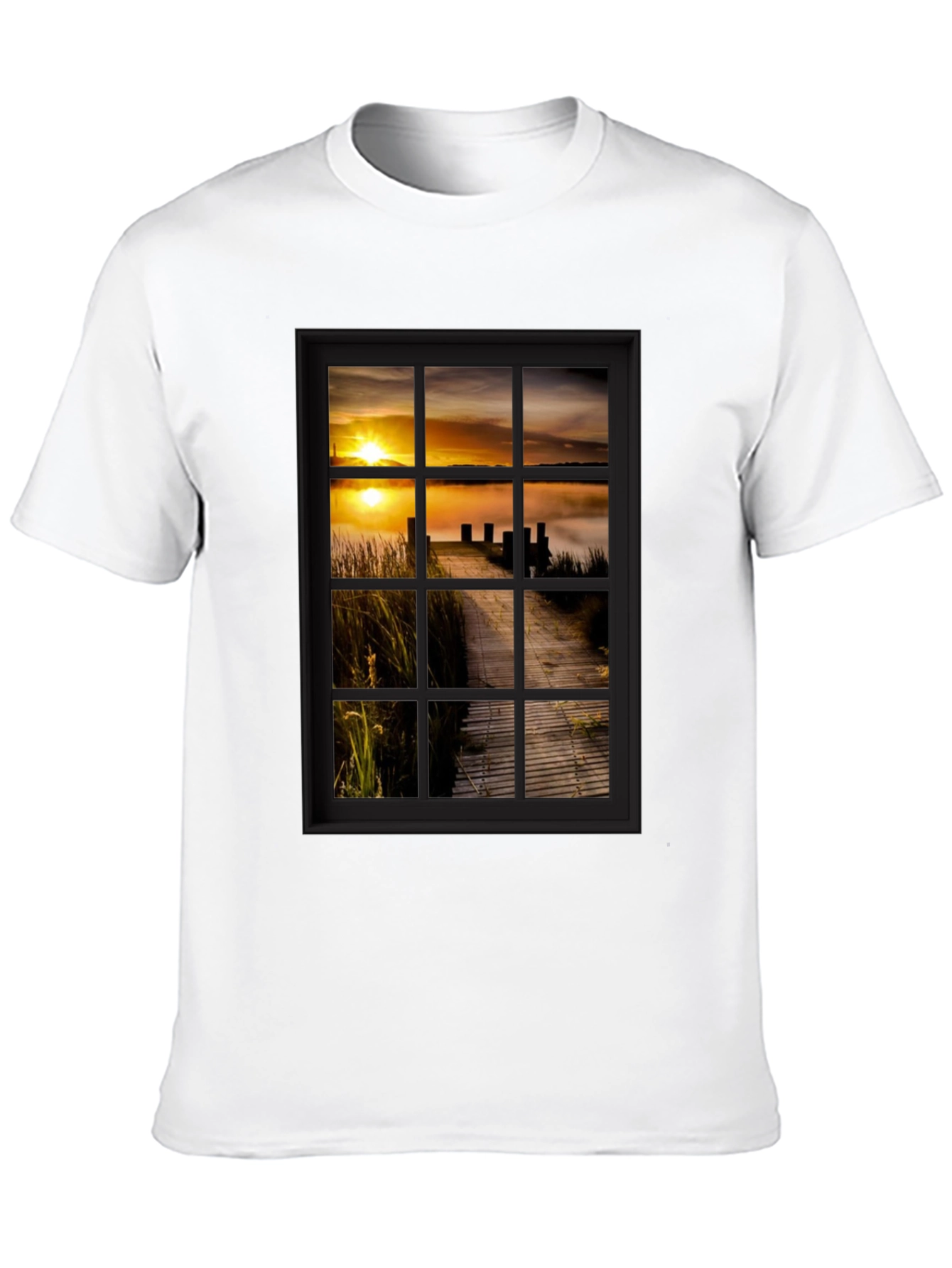 Black Sunrise Pier Window Graphic Tee - Unique Design! view 10