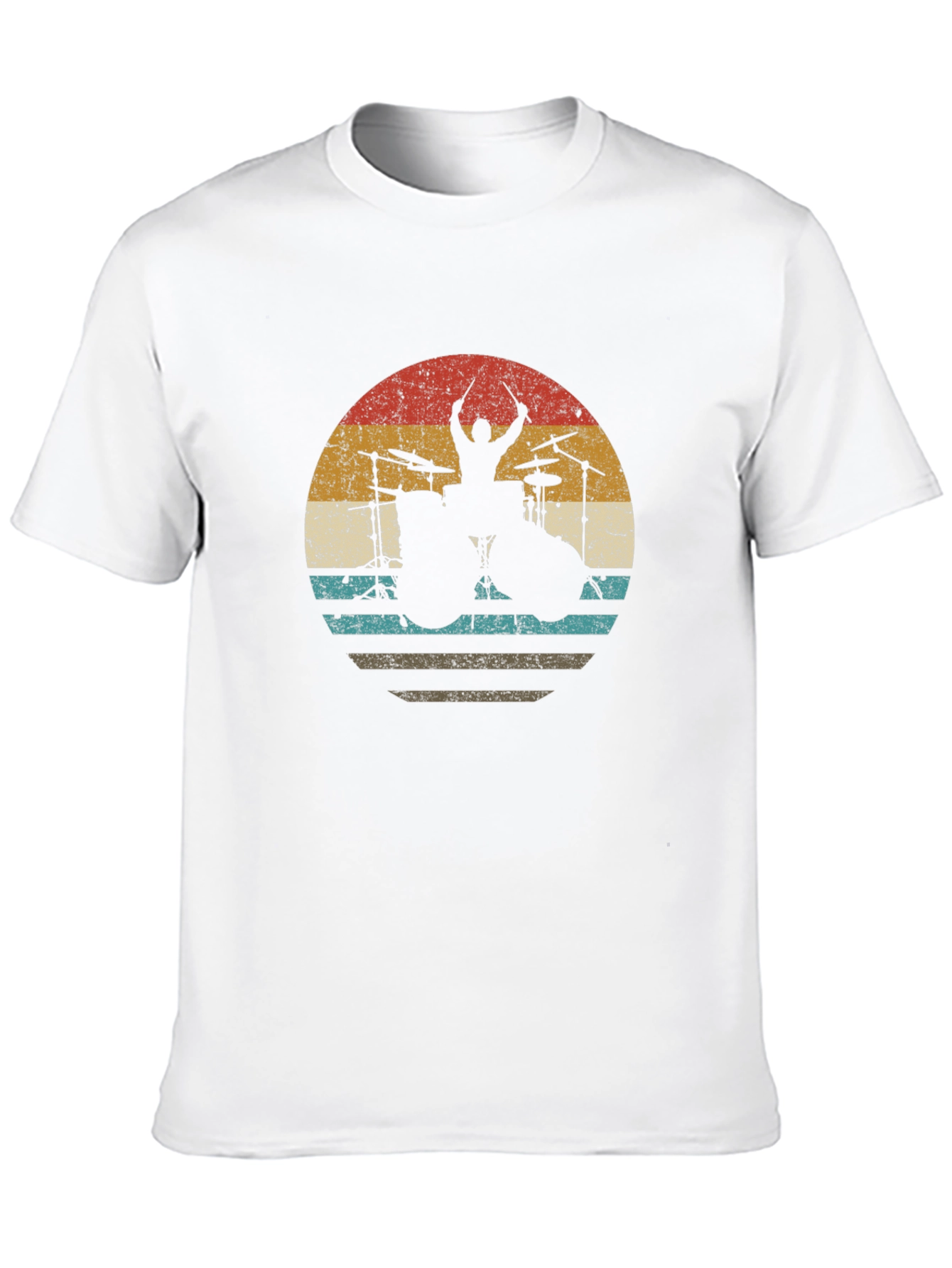 Black Retro Drummer T-Shirt - Vintage Style Music Tee view 10