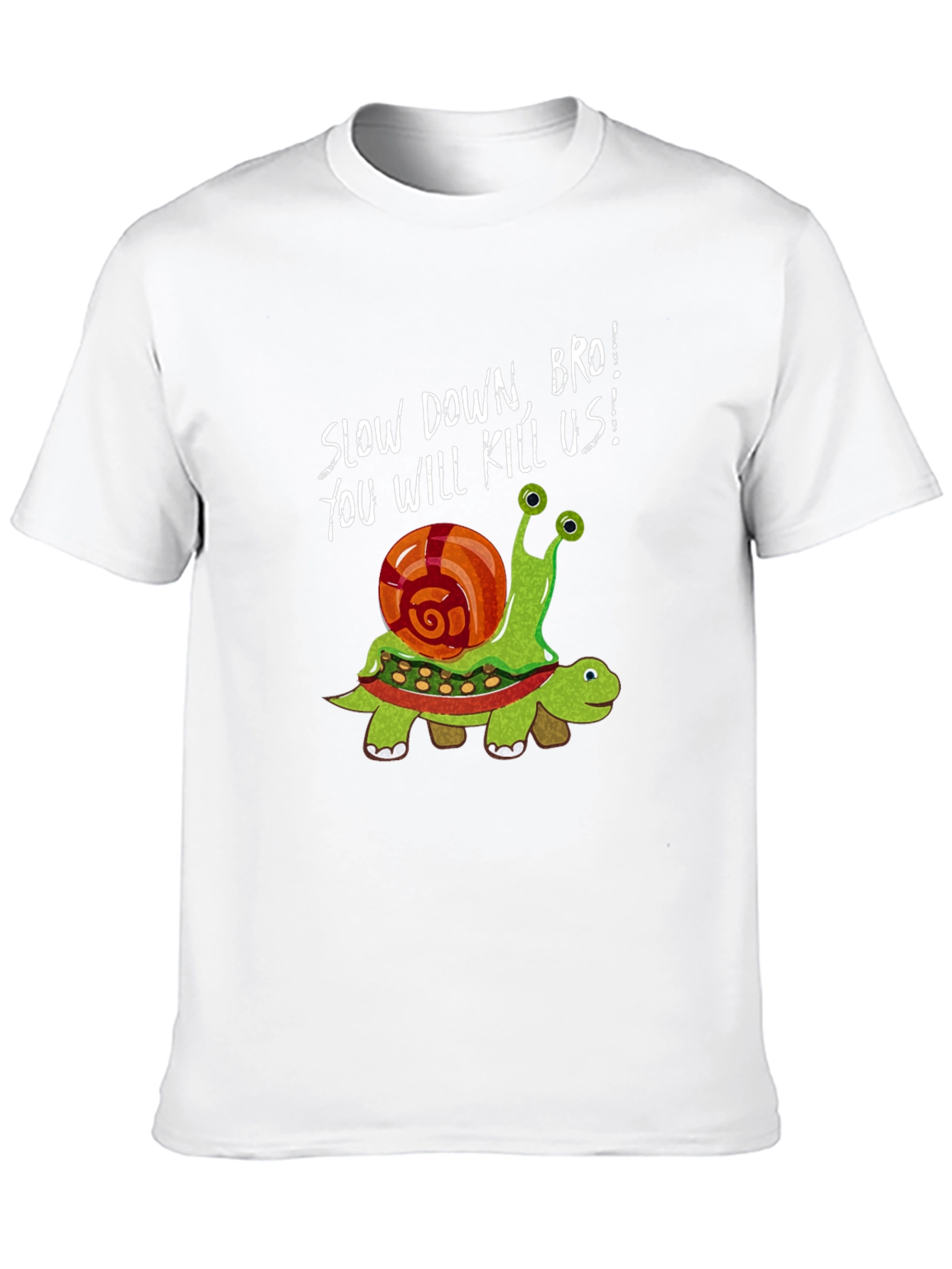 Black Funny Snail Riding Turtle Graphic Tee - Slow Down Bro! view 10