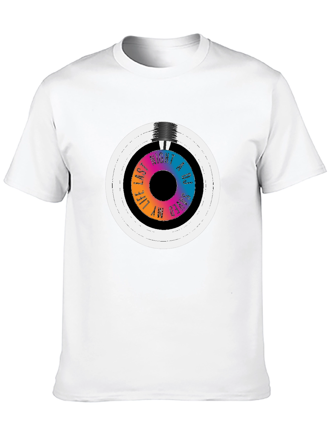 Black Colorful Vinyl Record Graphic Tee - Black Cotton Blend T-Shirt view 10