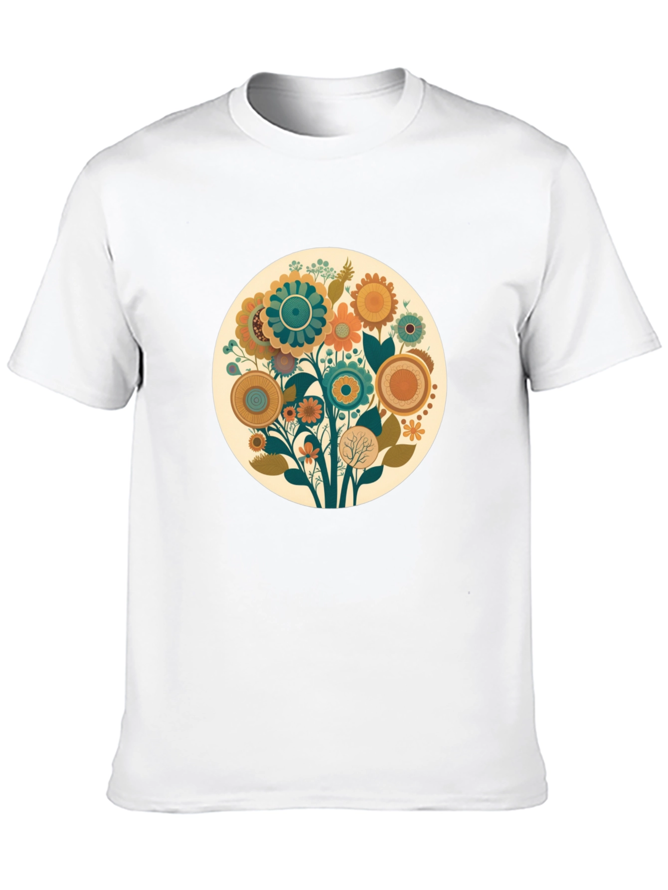 Floral Circle Graphic Tee - Soft Cotton Blend - 10