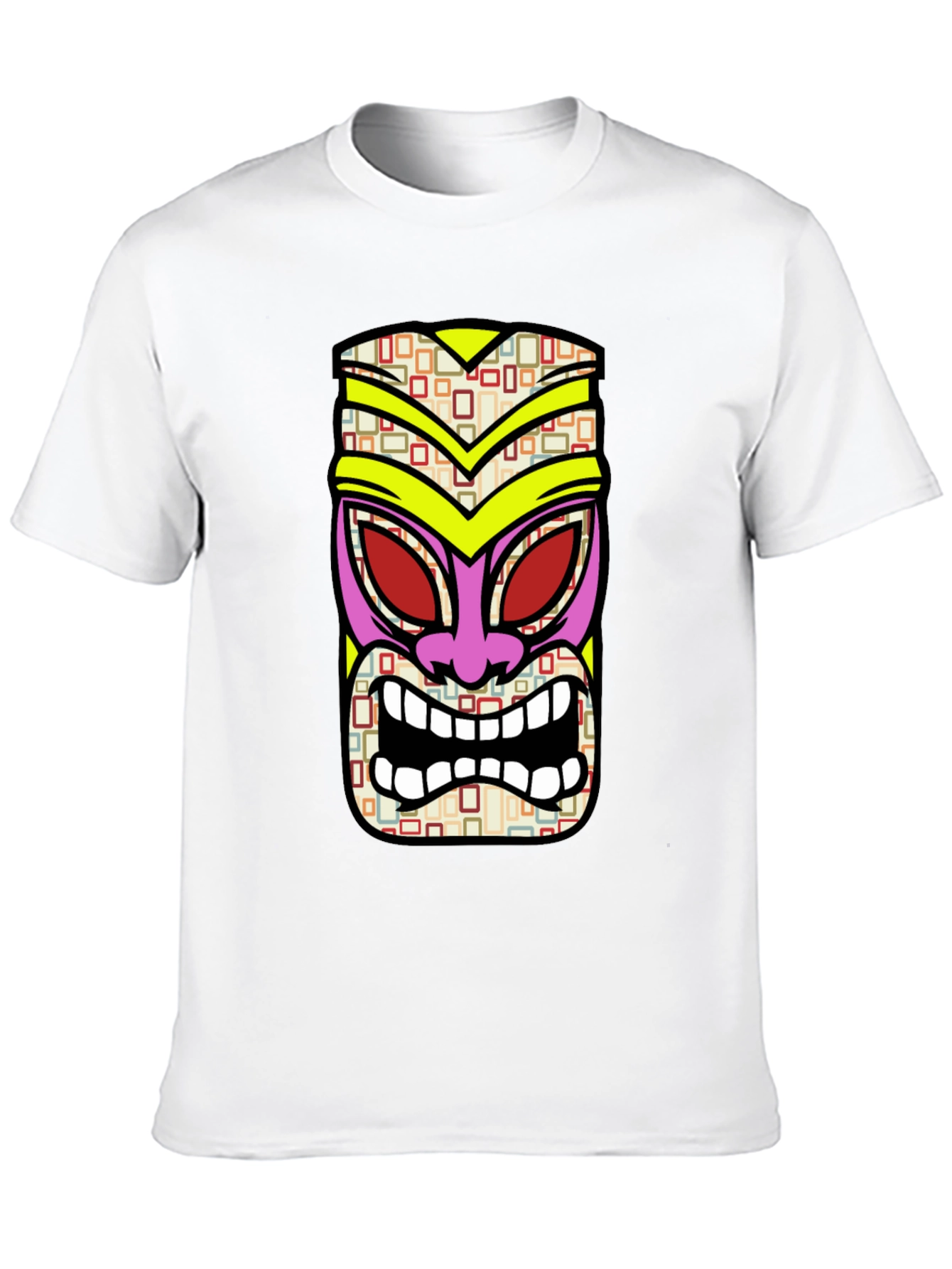 Black Tiki Mask Graphic Tee - Black Cotton T-Shirt view 10