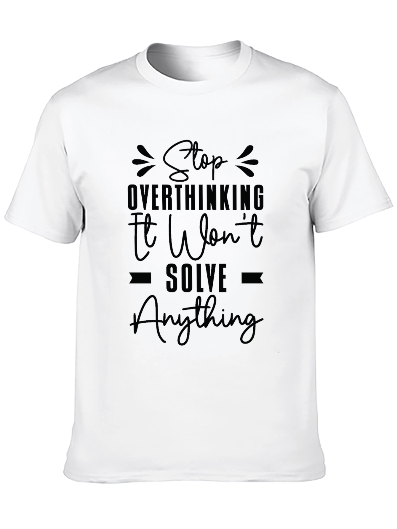 Black Stop Overthinking Graphic Tee - Black view 10