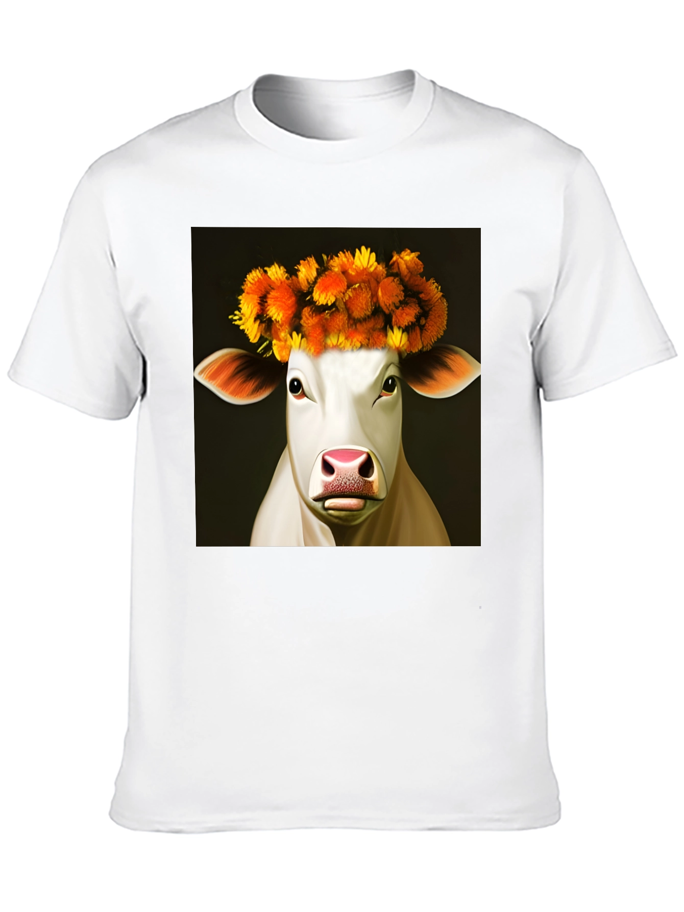 Black Cow with Flower Crown Graphic Tee - Black view 10