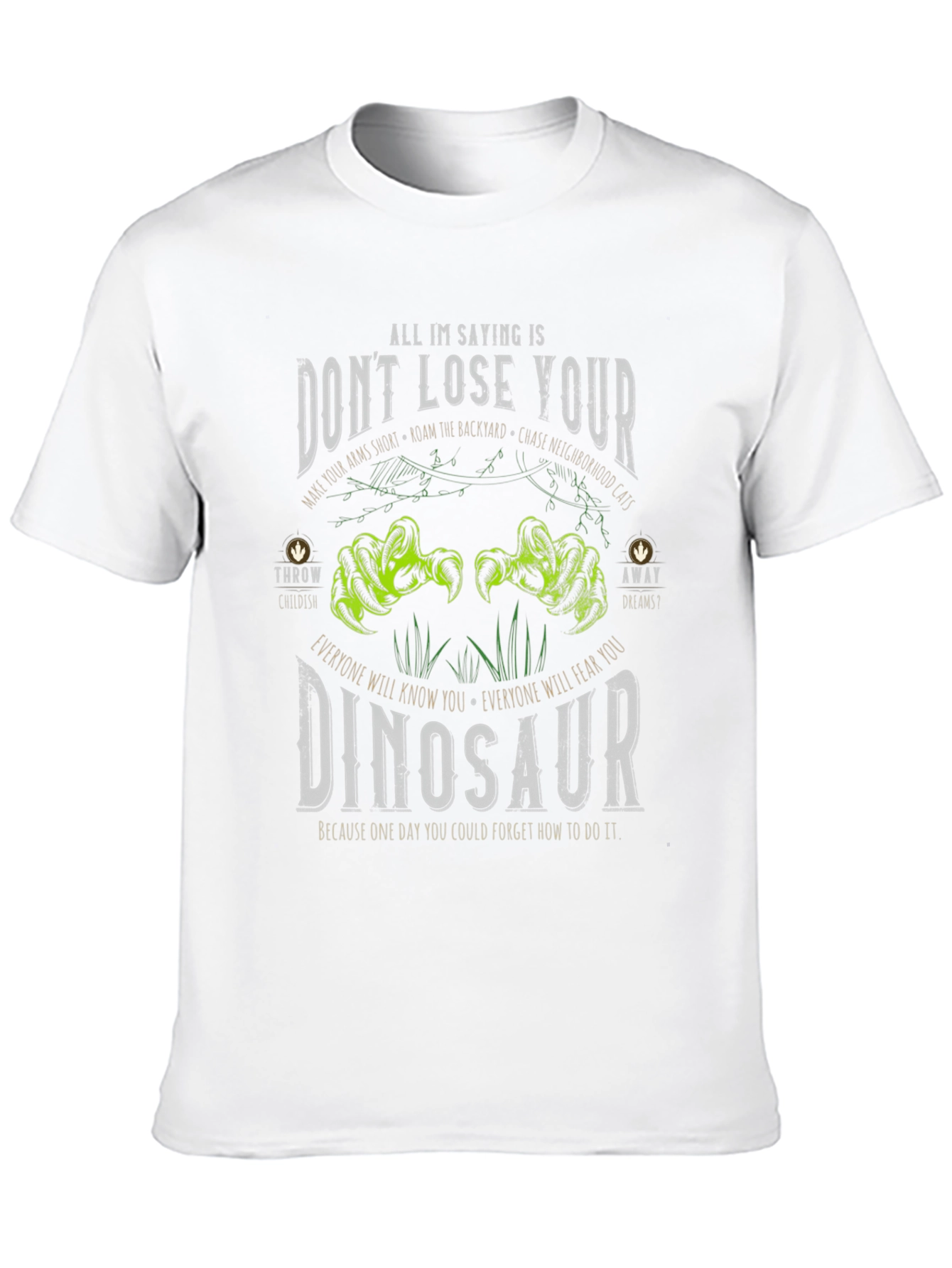 Black Don't Lose Your Dinosaur Graphic Tee - Black Cotton T-Shirt view 10