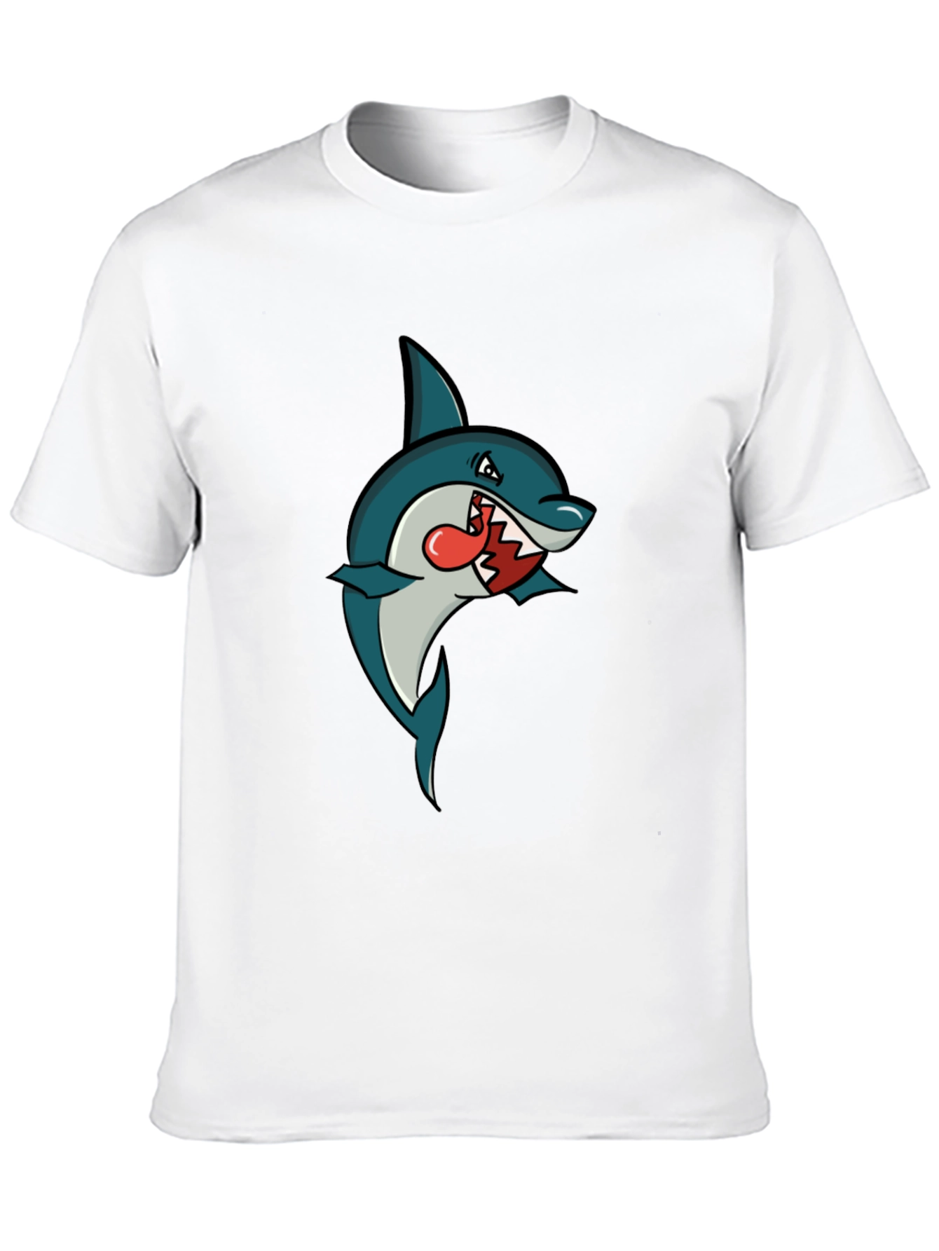 Black Shark Cartoon Graphic Tee - Men's Black T-Shirt view 10