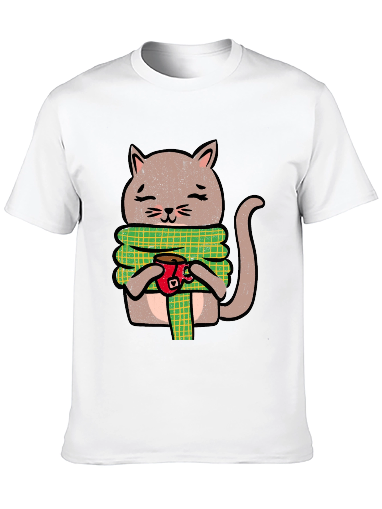 Black Cozy Cat Coffee T-Shirt - Cute Cartoon Tee view 10
