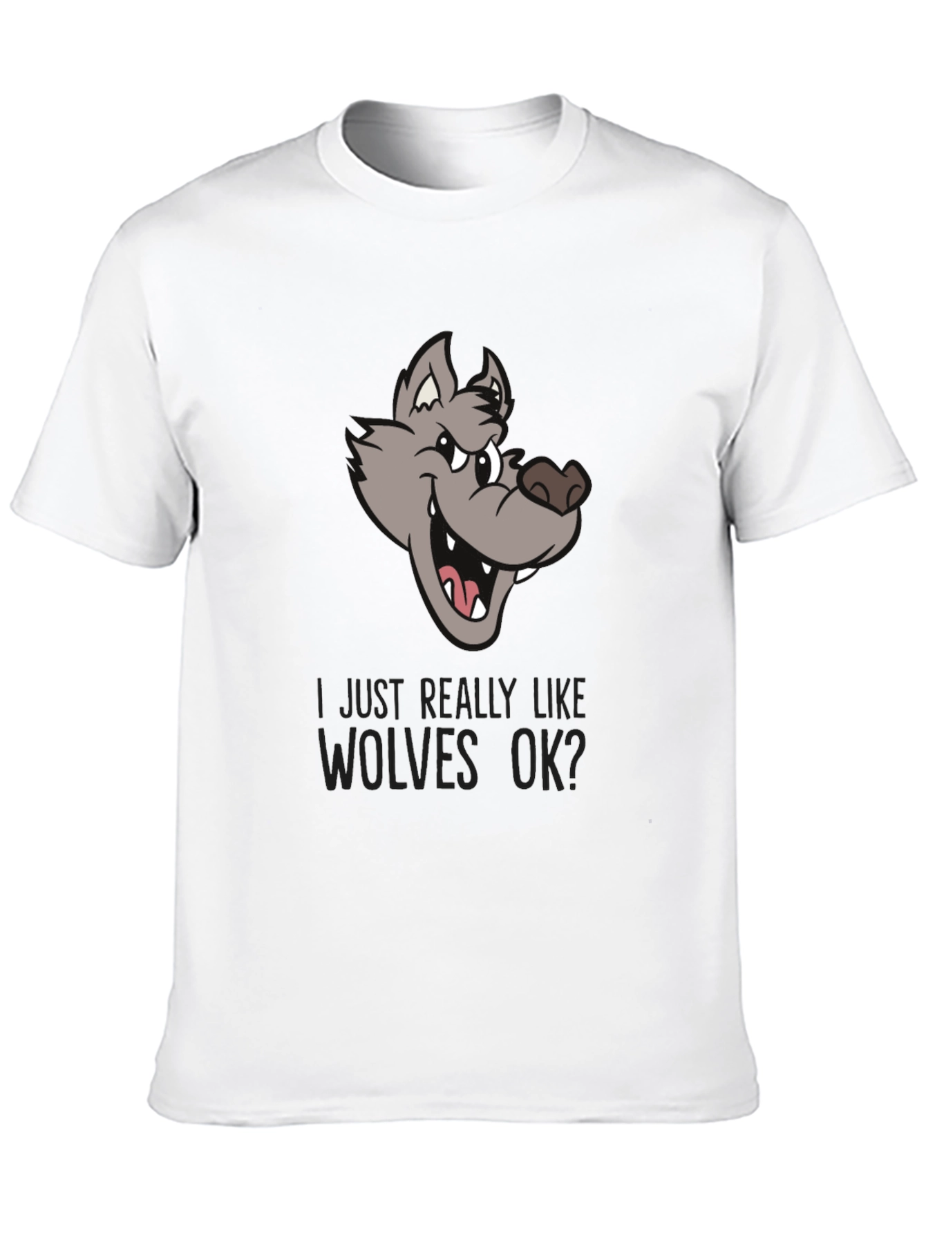 Black Wolf Lover Graphic Tee - "I Just Really Like Wolves OK?" view 10