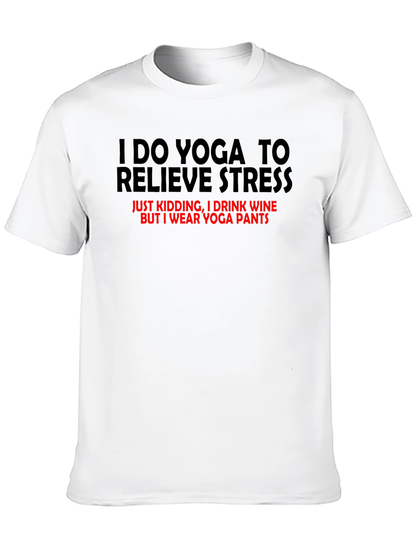 Black Funny Yoga Wine T-Shirt: Relieve Stress in Style view 10
