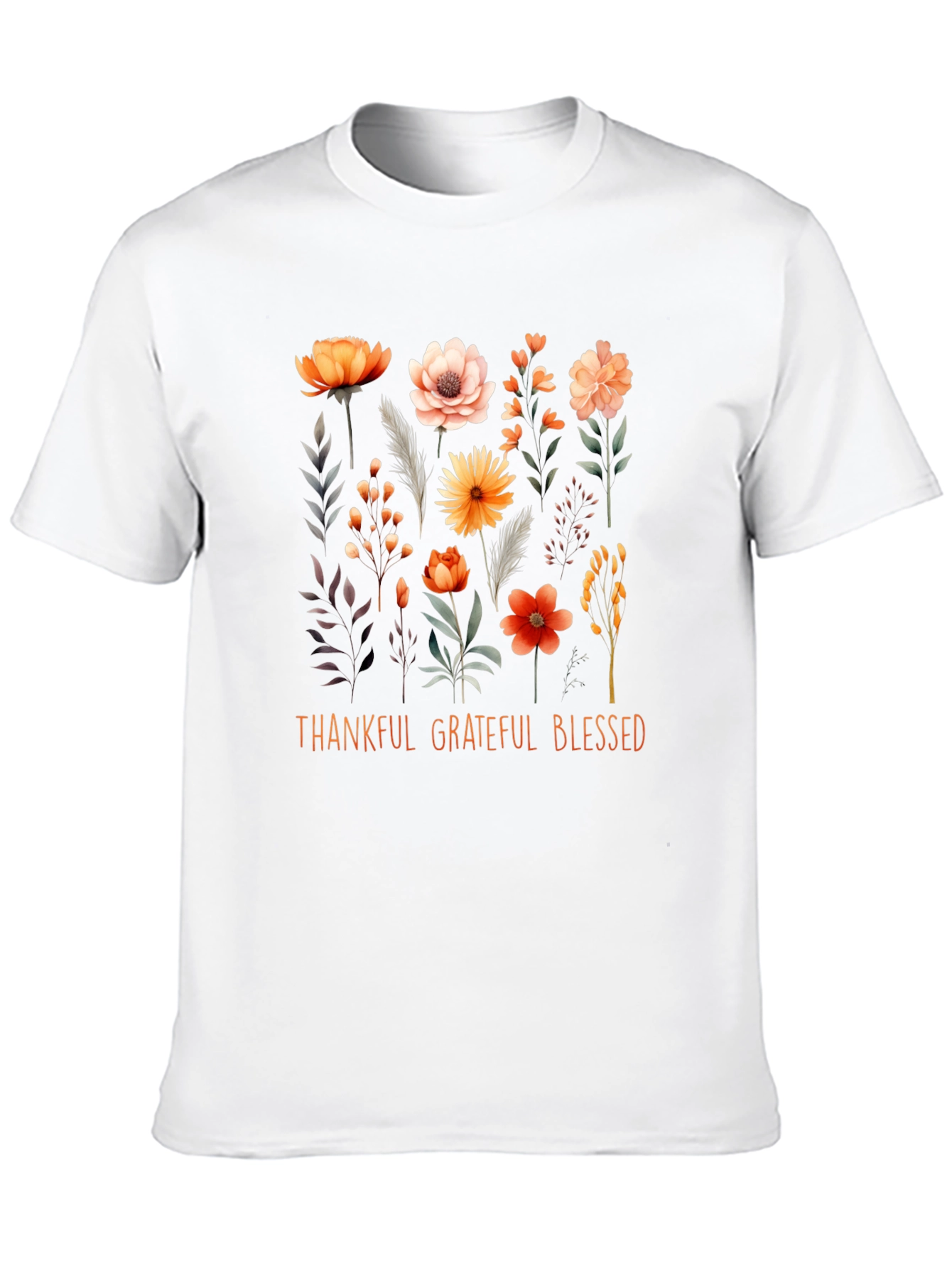Black Thankful Grateful Blessed Floral T-Shirt view 10